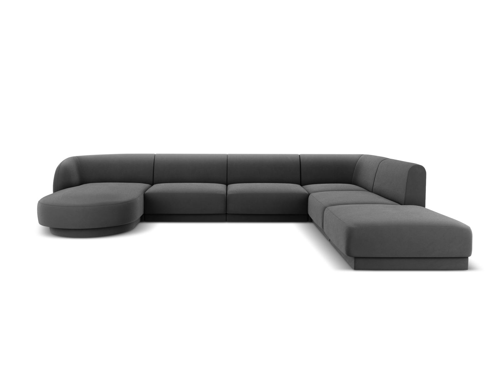 Velvet Panoramic Right Corner Sofa, "Miley", 6 Seats, 330x255x70