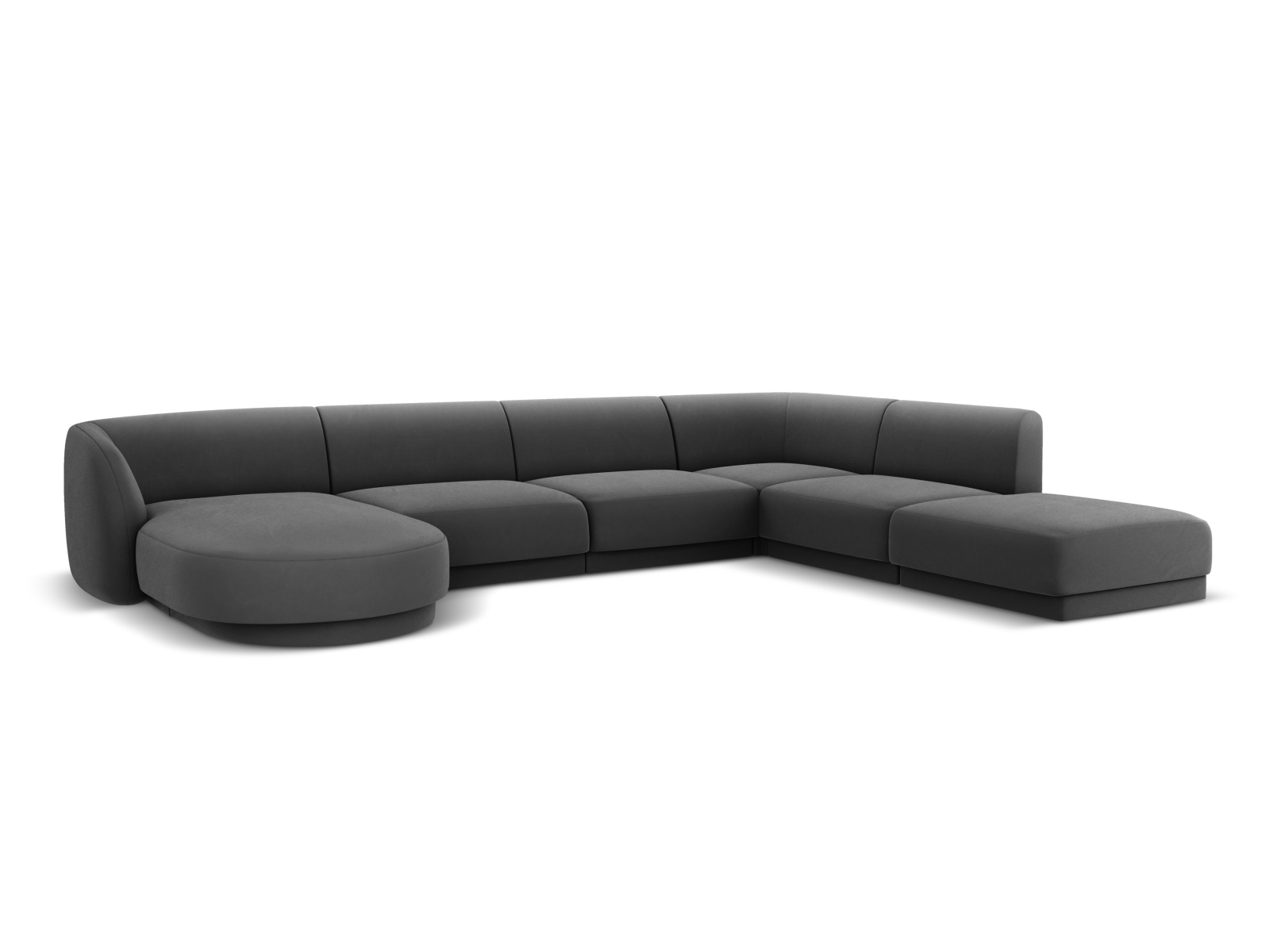 Velvet Panoramic Right Corner Sofa, "Miley", 6 Seats, 330x255x70