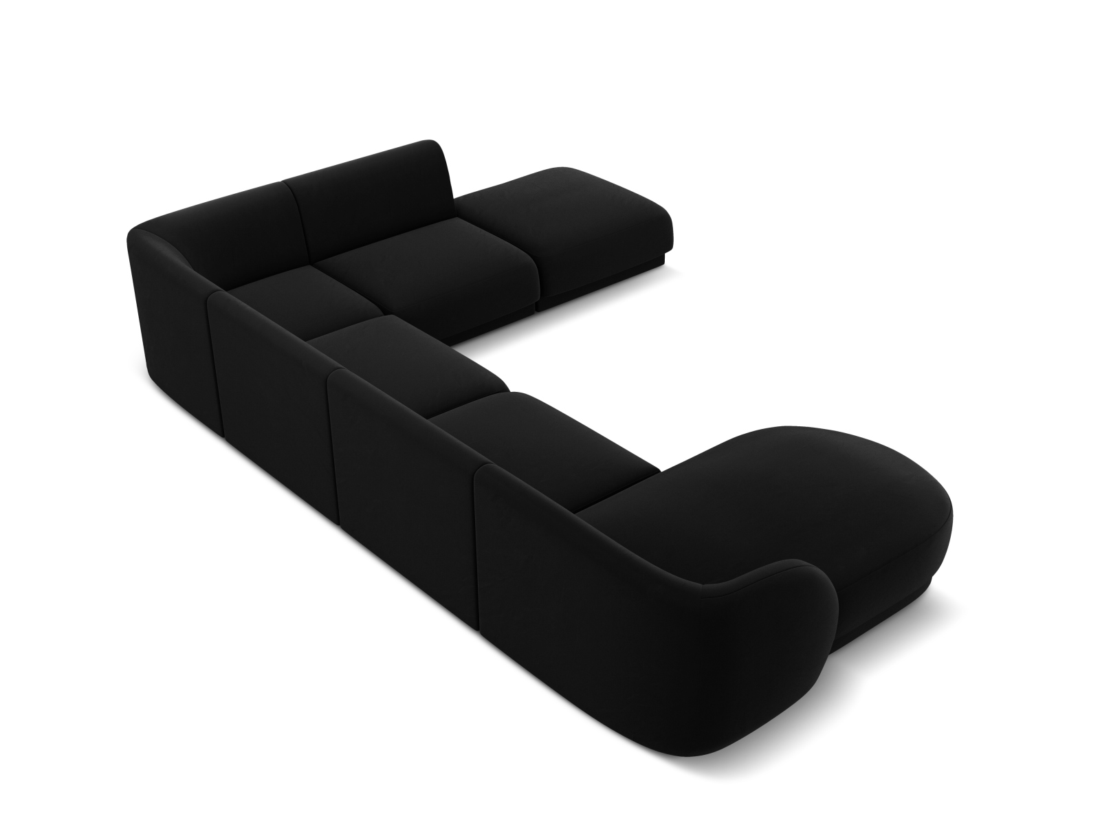 Velvet Panoramic Right Corner Sofa, "Miley", 6 Seats, 330x255x70