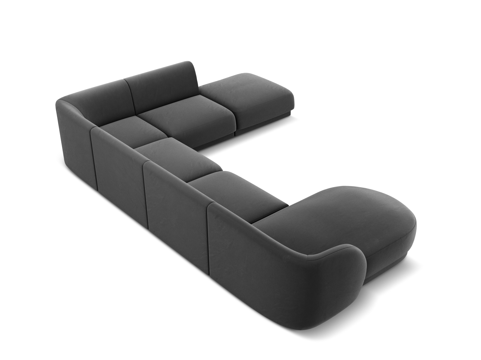 Velvet Panoramic Right Corner Sofa, "Miley", 6 Seats, 330x255x70