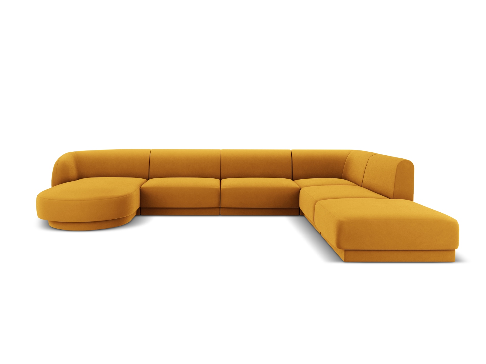 Velvet Panoramic Right Corner Sofa, "Miley", 6 Seats, 330x255x70