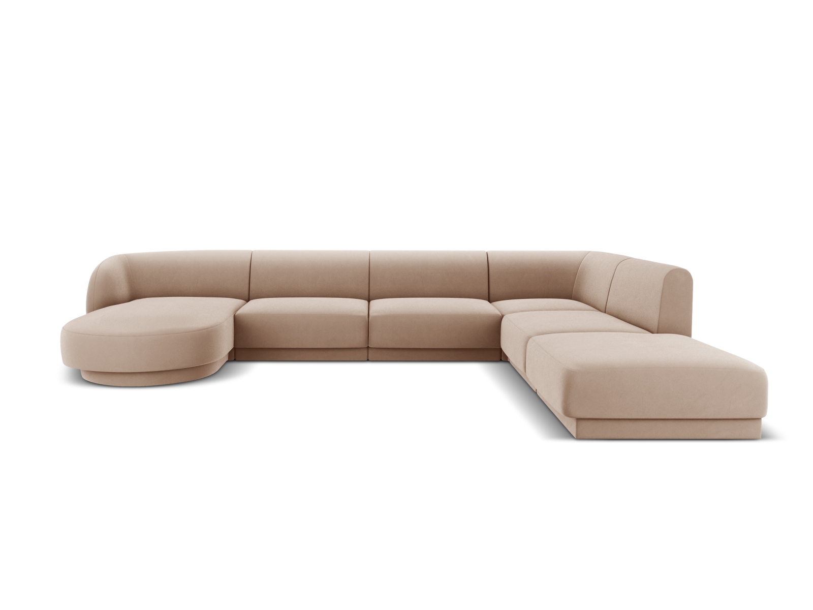 Velvet Panoramic Right Corner Sofa, "Miley", 6 Seats, 330x255x70
