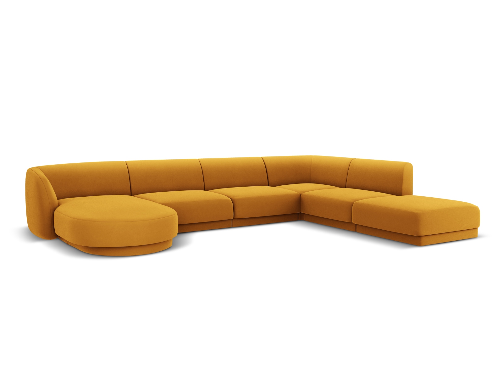 Velvet Panoramic Right Corner Sofa, "Miley", 6 Seats, 330x255x70
