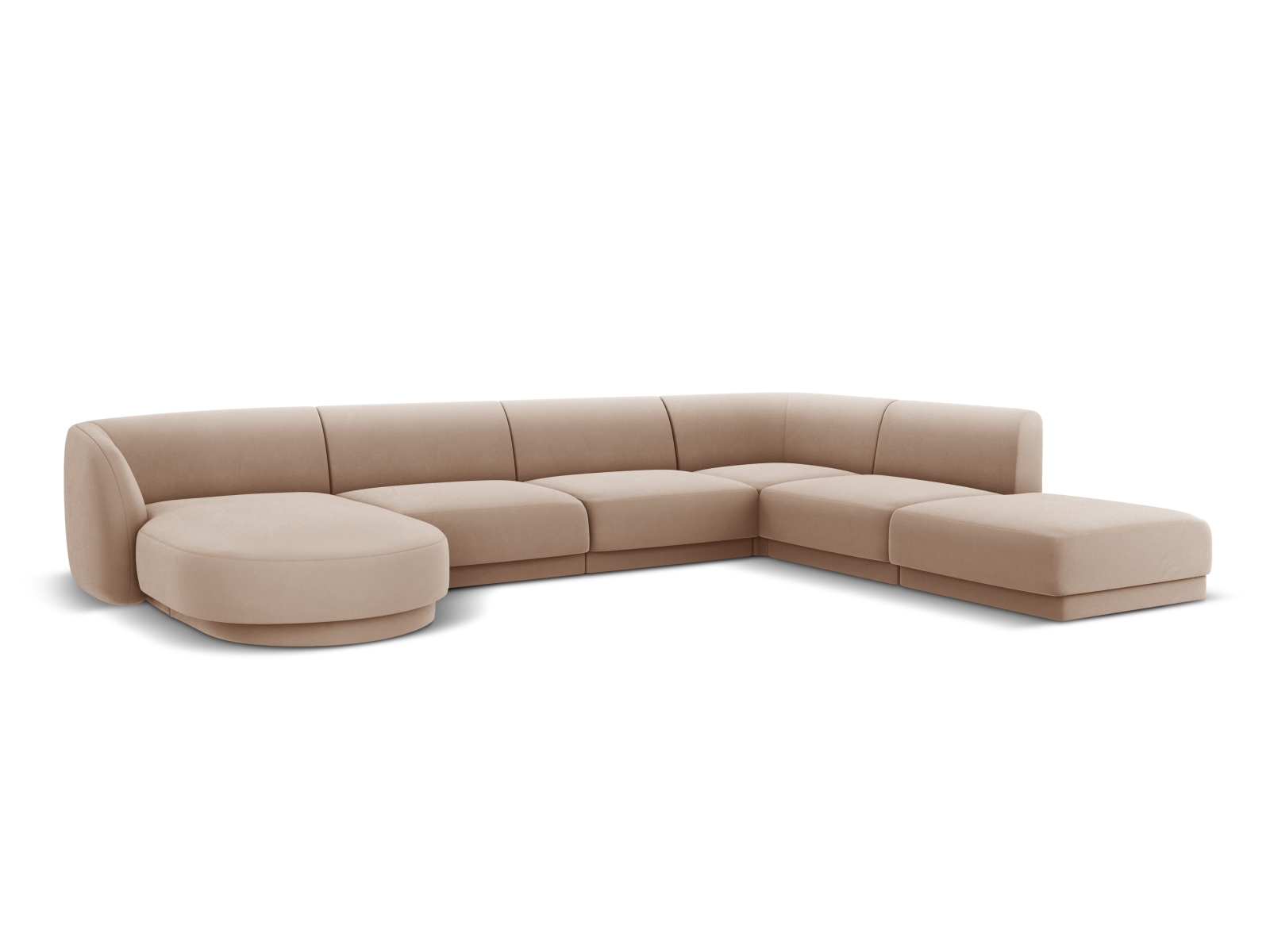 Velvet Panoramic Right Corner Sofa, "Miley", 6 Seats, 330x255x70