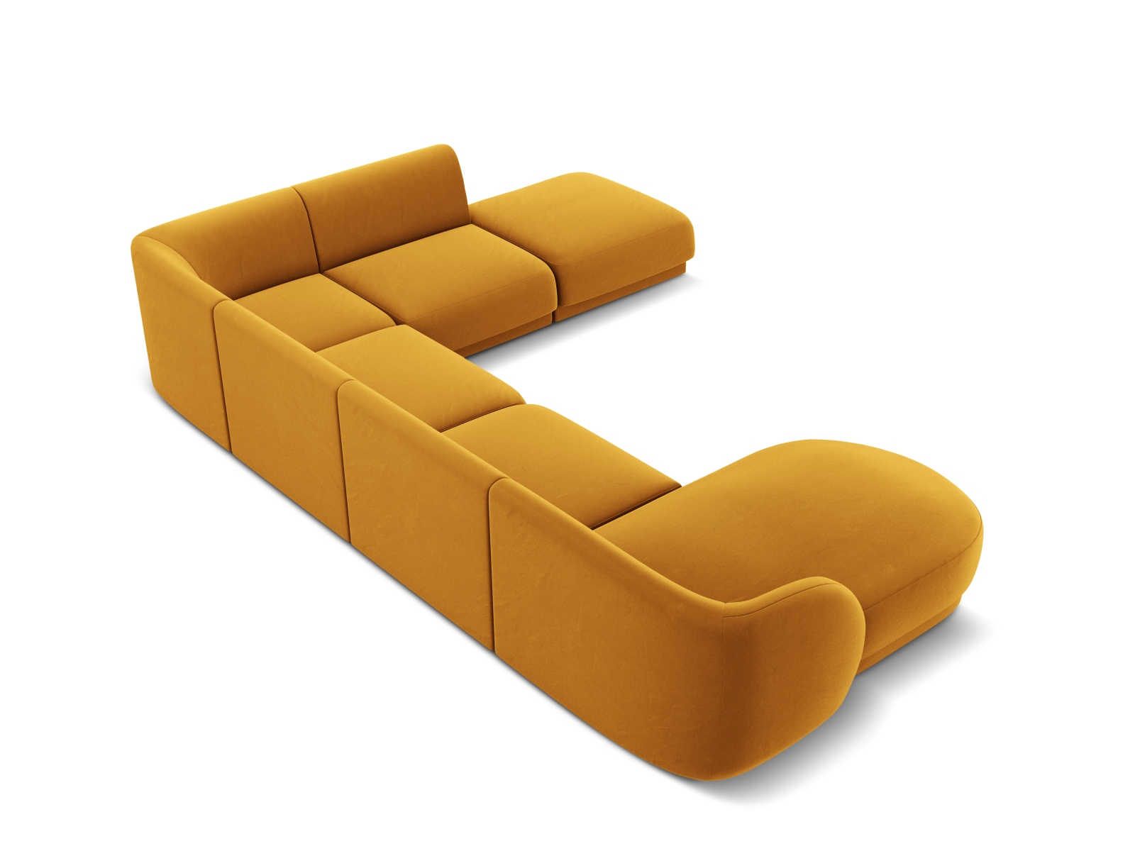 Velvet Panoramic Right Corner Sofa, "Miley", 6 Seats, 330x255x70