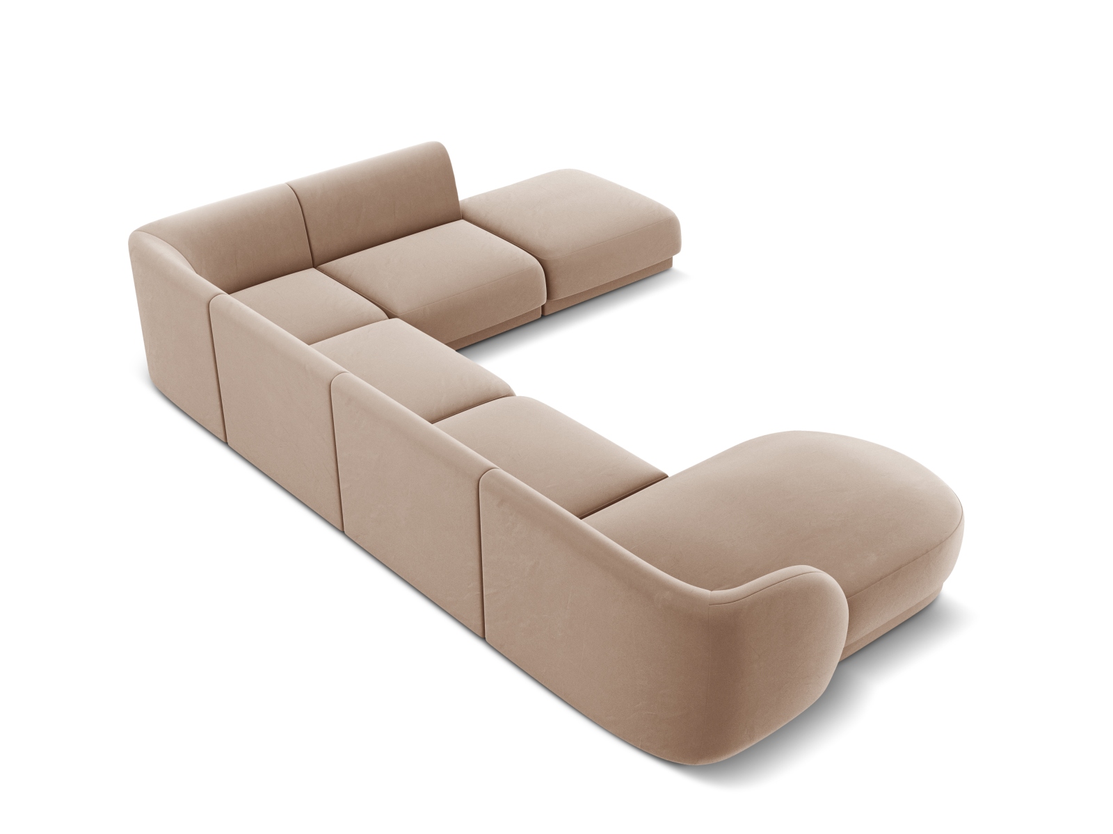 Velvet Panoramic Right Corner Sofa, "Miley", 6 Seats, 330x255x70
