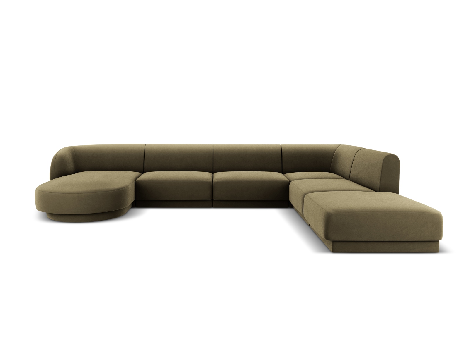Velvet Panoramic Right Corner Sofa, "Miley", 6 Seats, 330x255x70