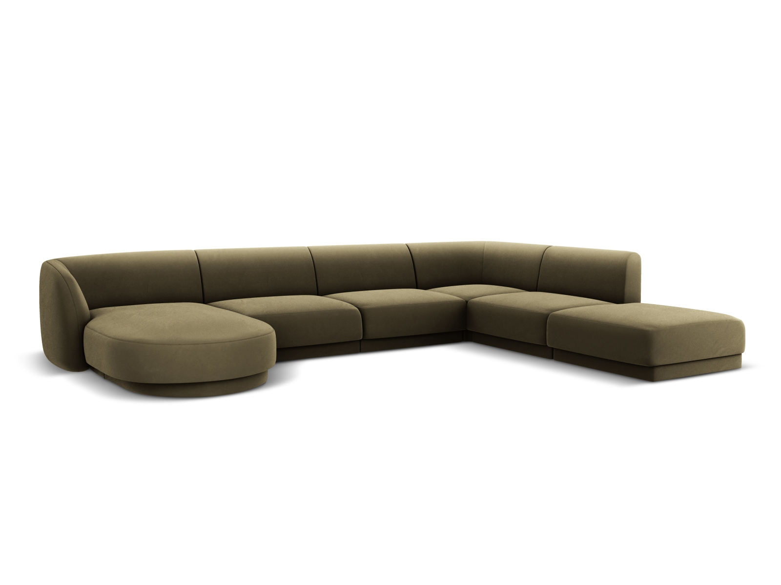 Velvet Panoramic Right Corner Sofa, "Miley", 6 Seats, 330x255x70