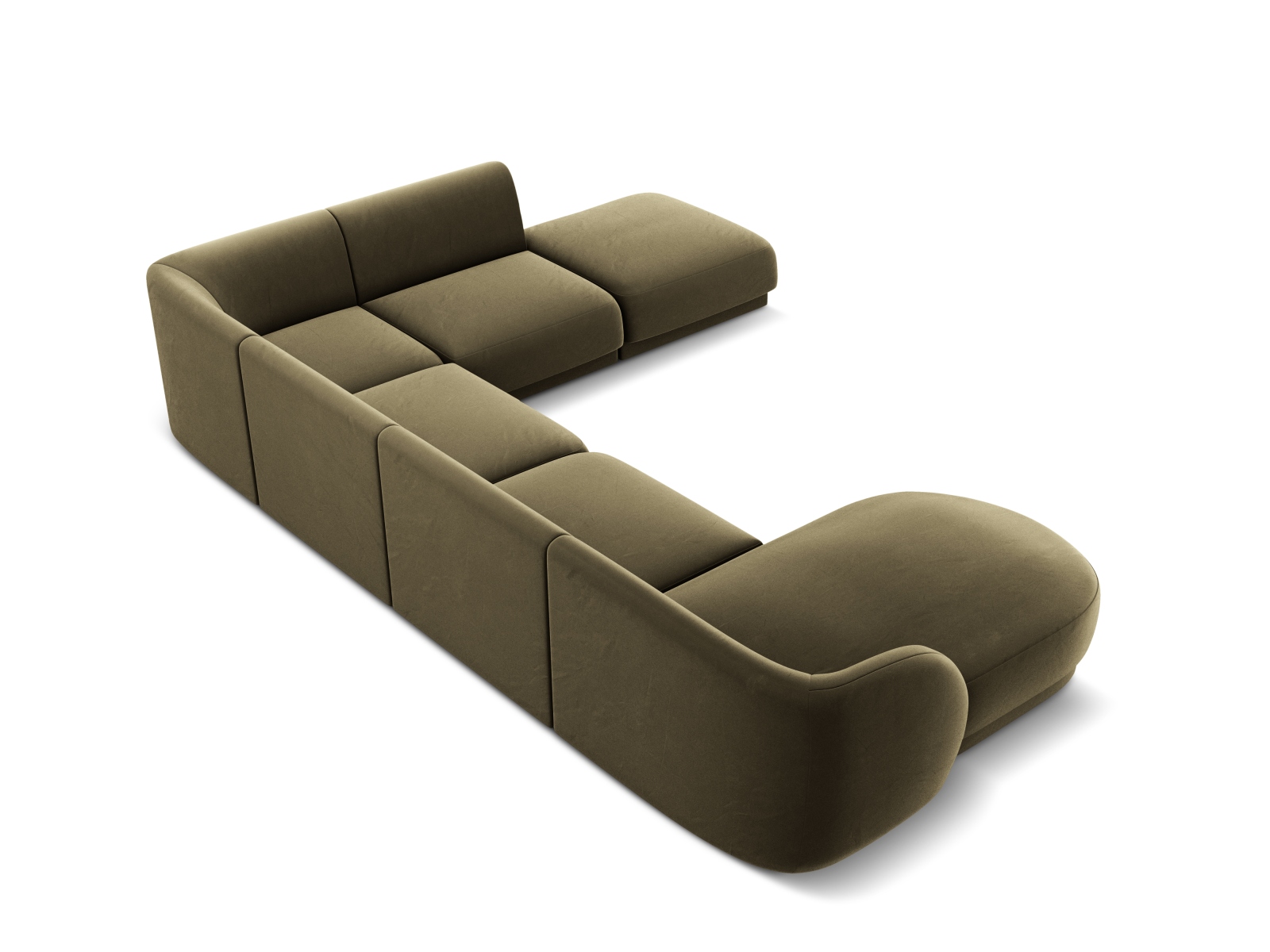 Velvet Panoramic Right Corner Sofa, "Miley", 6 Seats, 330x255x70