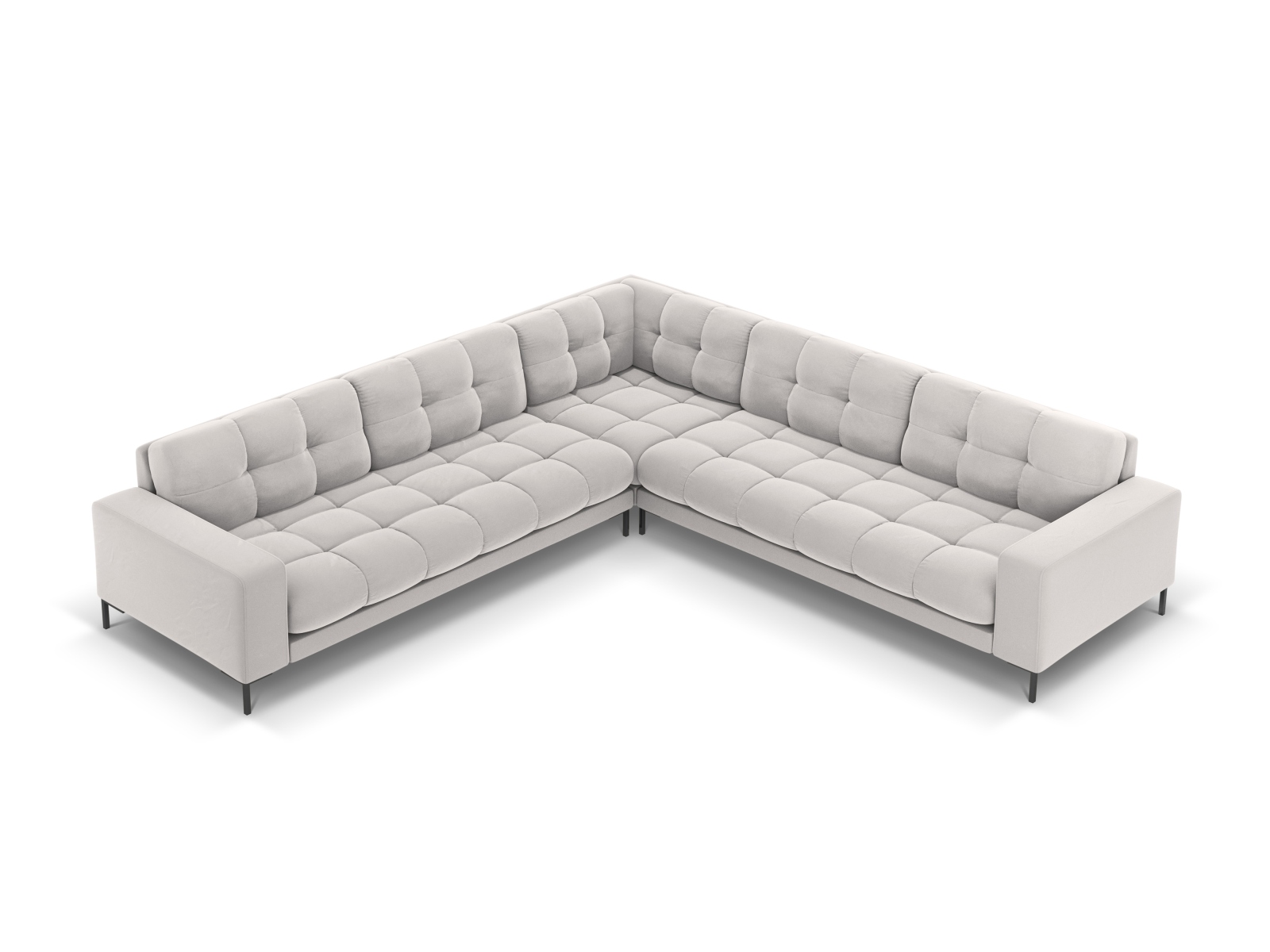 Velvet Symmetrical Corner Sofa, "Mamaia", 6 Seats, 256x256x75