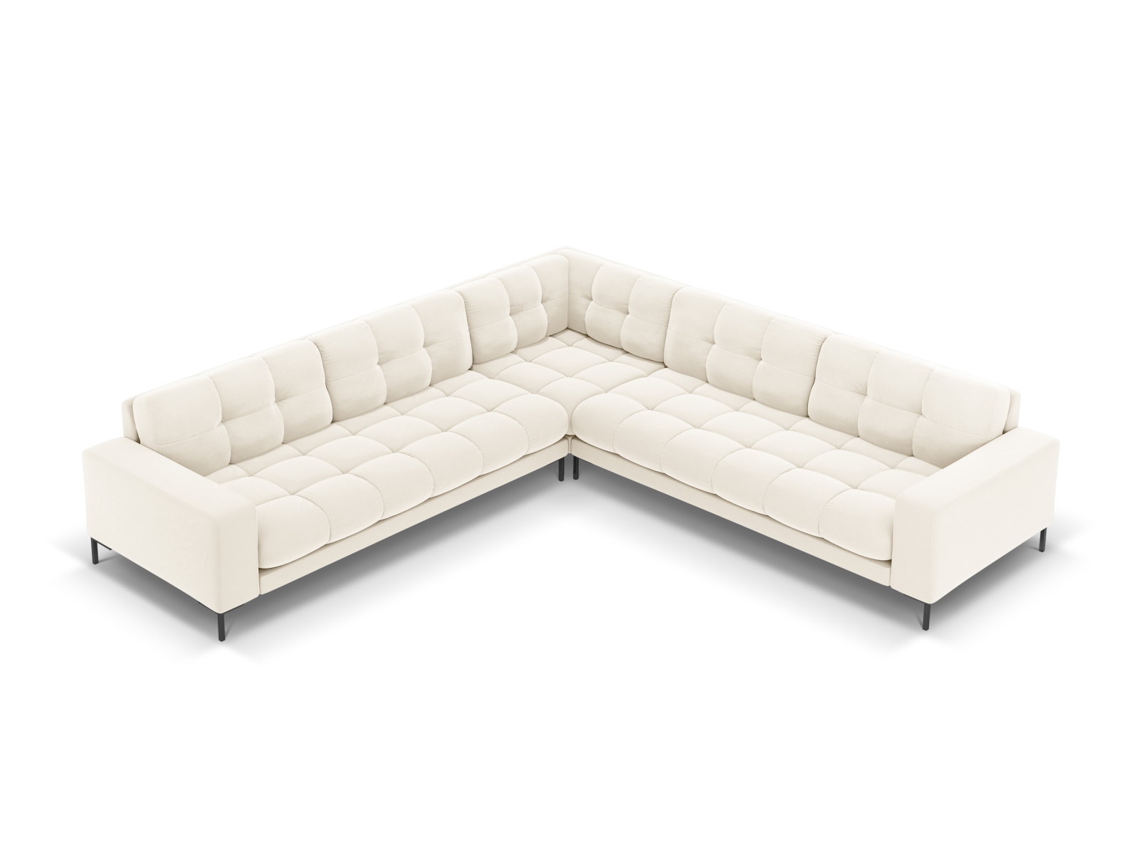 Velvet Symmetrical Corner Sofa, "Mamaia", 6 Seats, 256x256x75