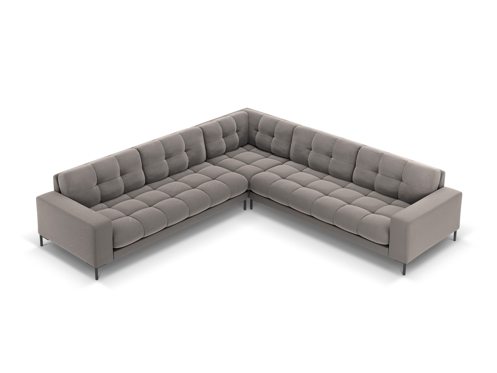 Velvet Symmetrical Corner Sofa, "Mamaia", 6 Seats, 256x256x75