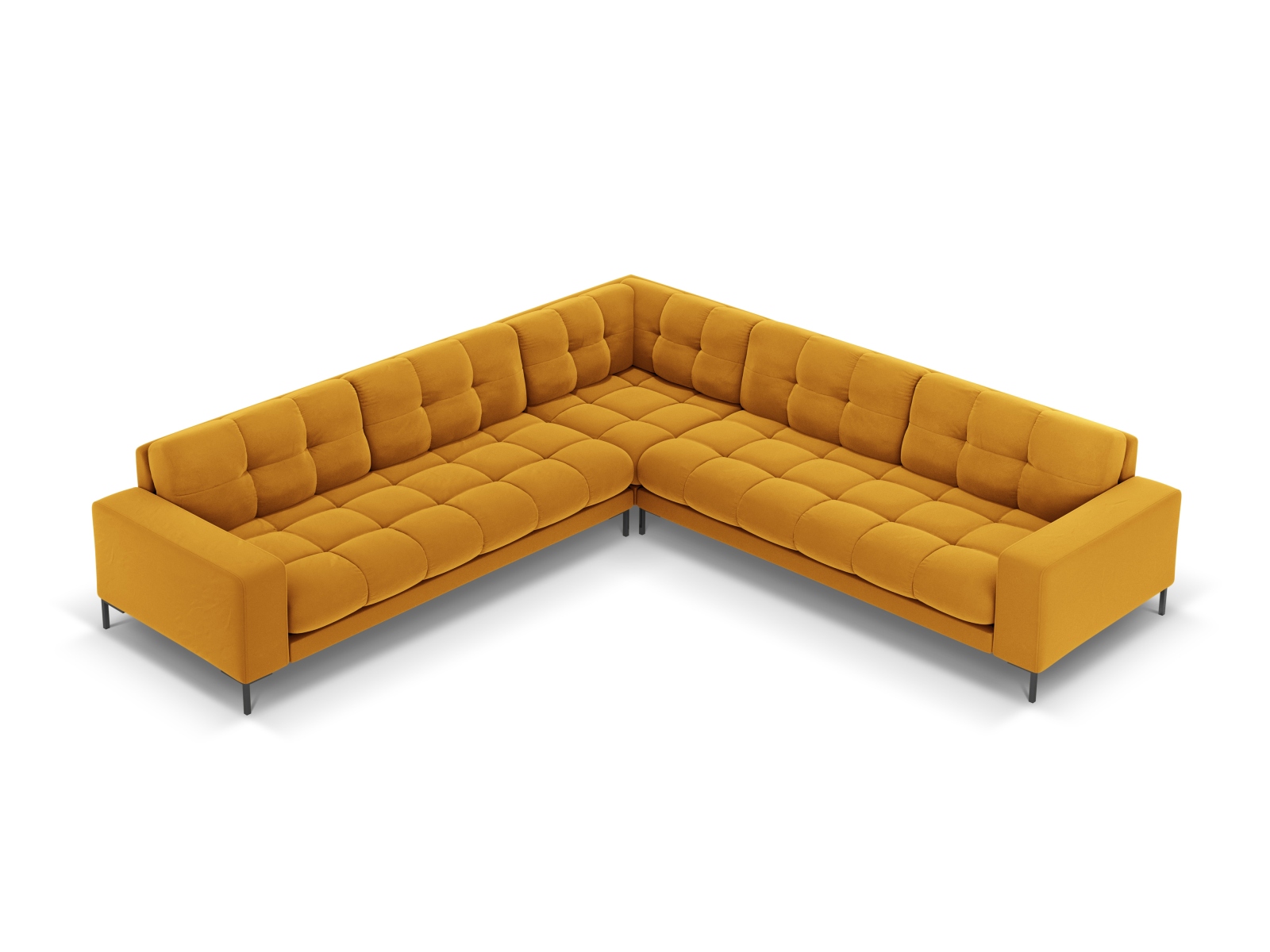 Velvet Symmetrical Corner Sofa, "Mamaia", 6 Seats, 256x256x75