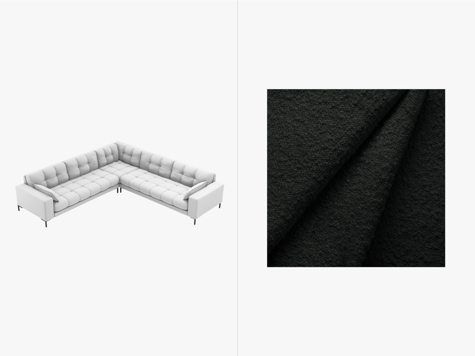 Boucle Symmetrical Corner Sofa, "Mamaia", 6 Seats, 256x256x75