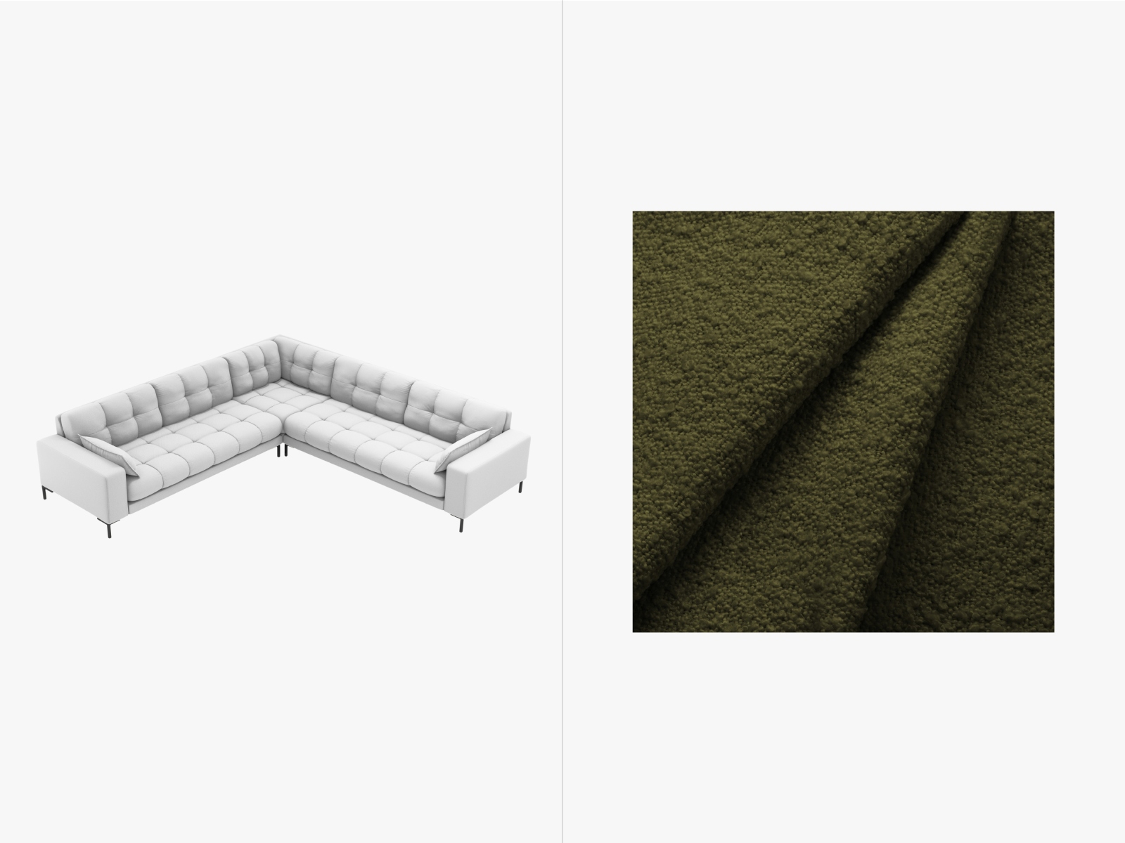 Boucle Symmetrical Corner Sofa, "Mamaia", 6 Seats, 256x256x75