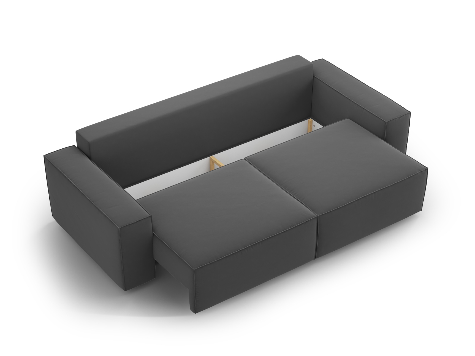 Velvet Sofa With Bed Function And Box, "Jodie", 3 Seats, 247x107x86