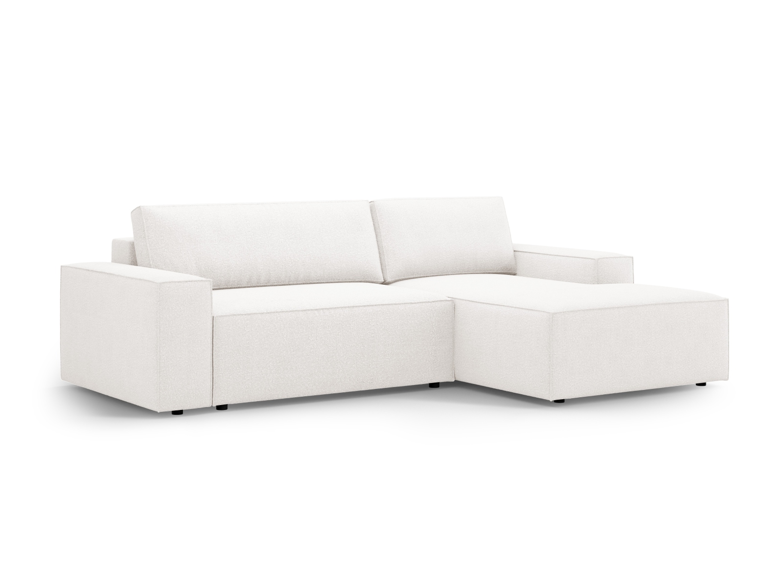 Boucle Right Corner Sofa With Bed Function And Box, "Jodie", 3 Seats, 246x151x86