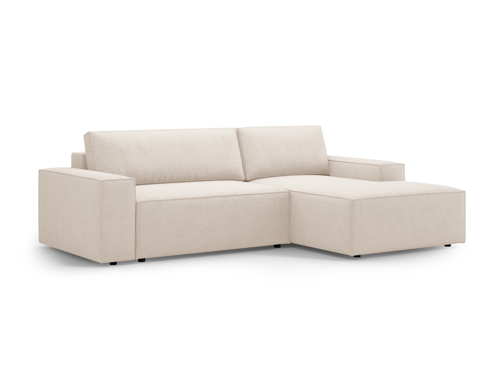 Boucle Right Corner Sofa With Bed Function And Box, "Jodie", 3 Seats, 246x151x86