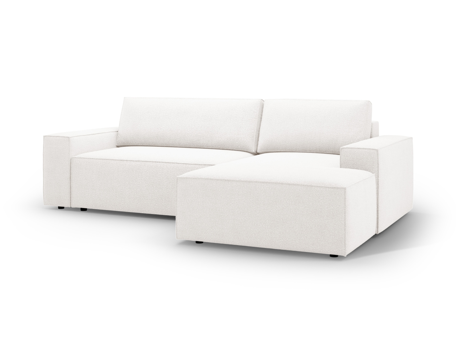 Boucle Right Corner Sofa With Bed Function And Box, "Jodie", 3 Seats, 246x151x86