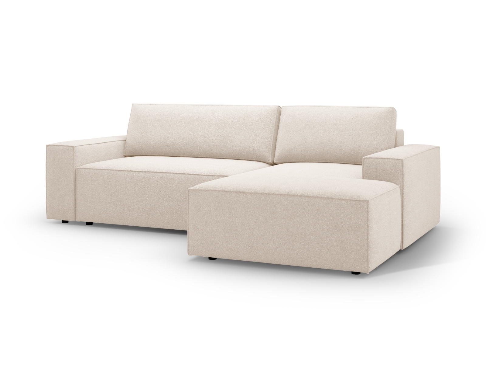 Boucle Right Corner Sofa With Bed Function And Box, "Jodie", 3 Seats, 246x151x86