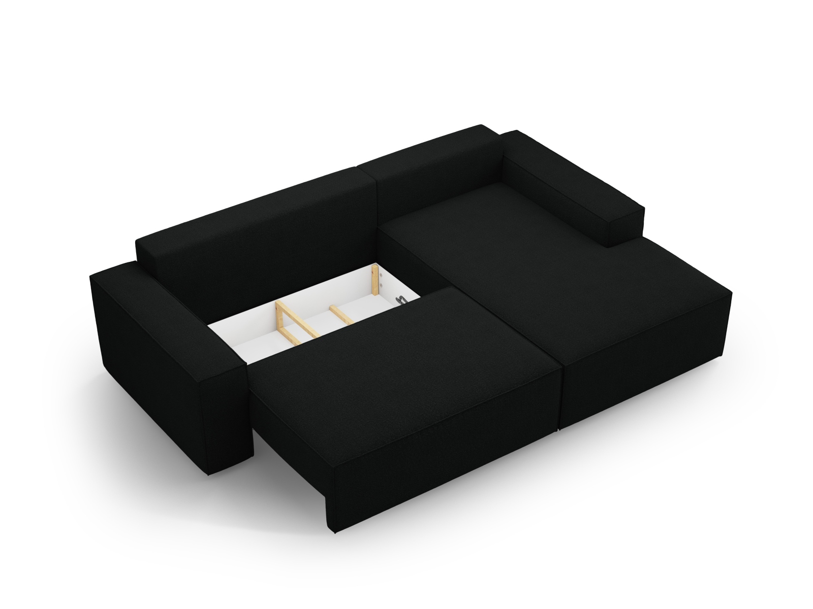 Boucle Right Corner Sofa With Bed Function And Box, "Jodie", 3 Seats, 246x151x86