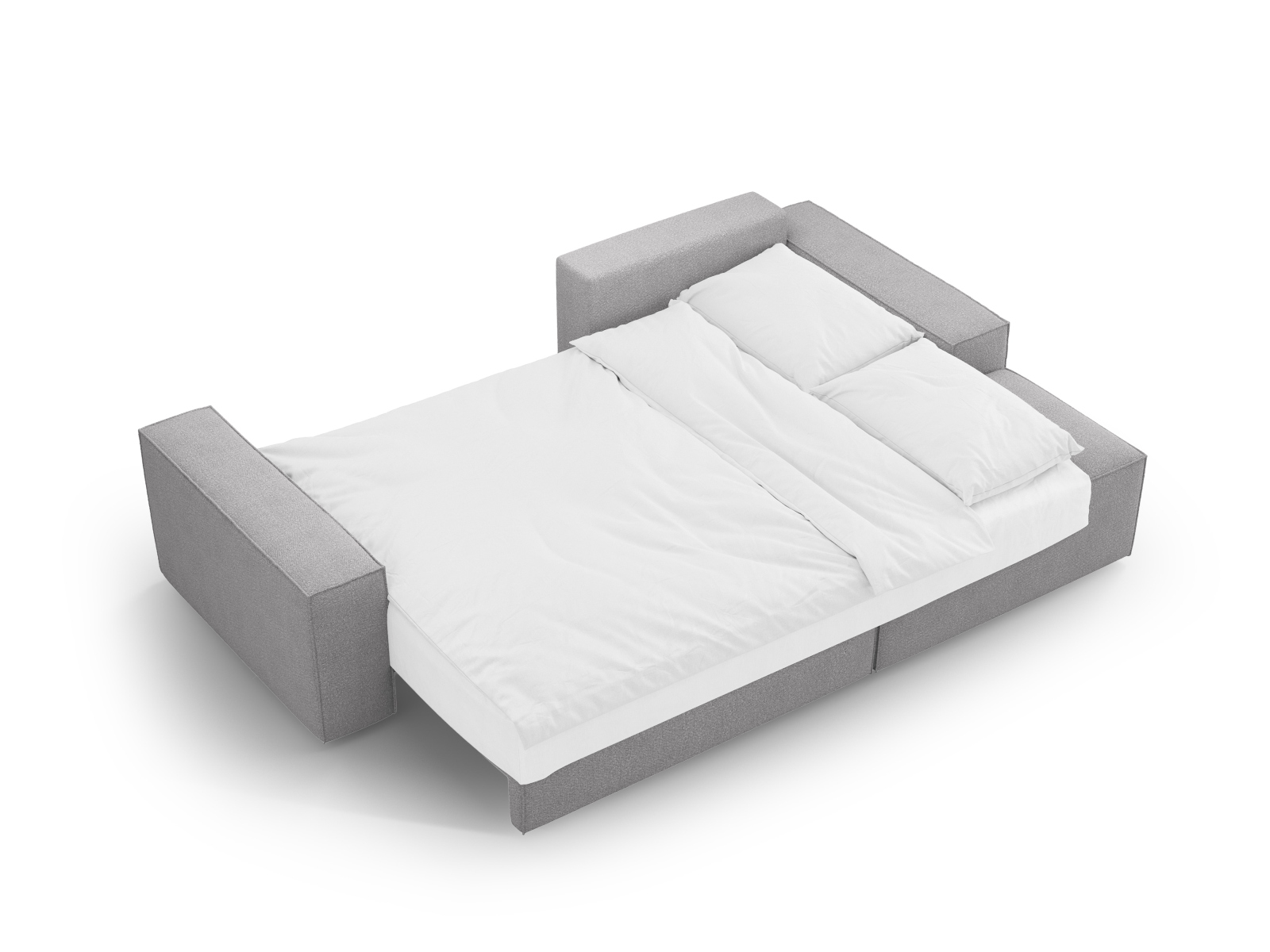 Boucle Right Corner Sofa With Bed Function And Box, "Jodie", 3 Seats, 246x151x86