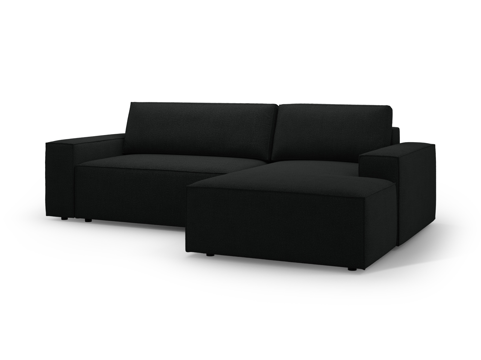Boucle Right Corner Sofa With Bed Function And Box, "Jodie", 3 Seats, 246x151x86