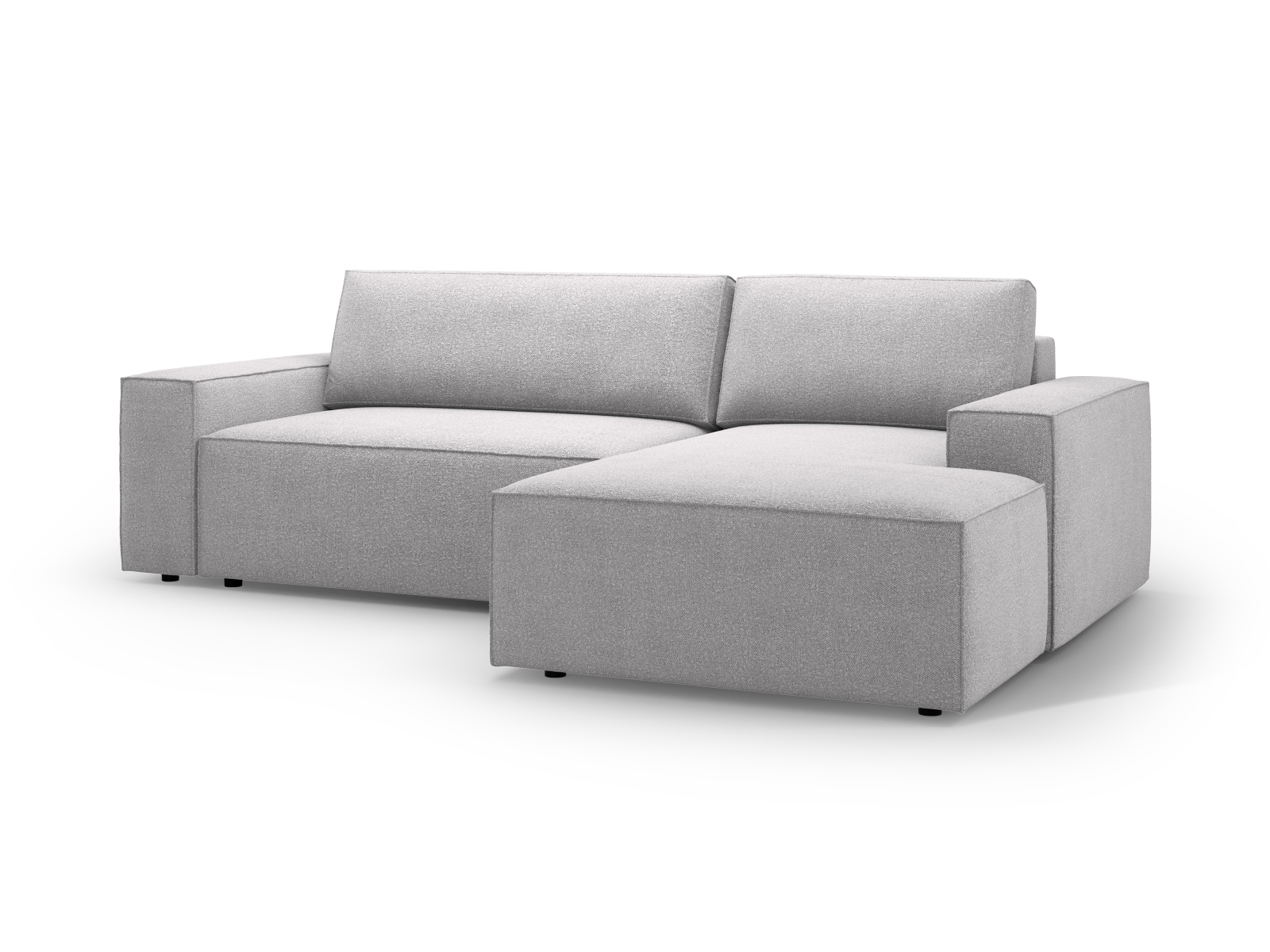 Boucle Right Corner Sofa With Bed Function And Box, "Jodie", 3 Seats, 246x151x86