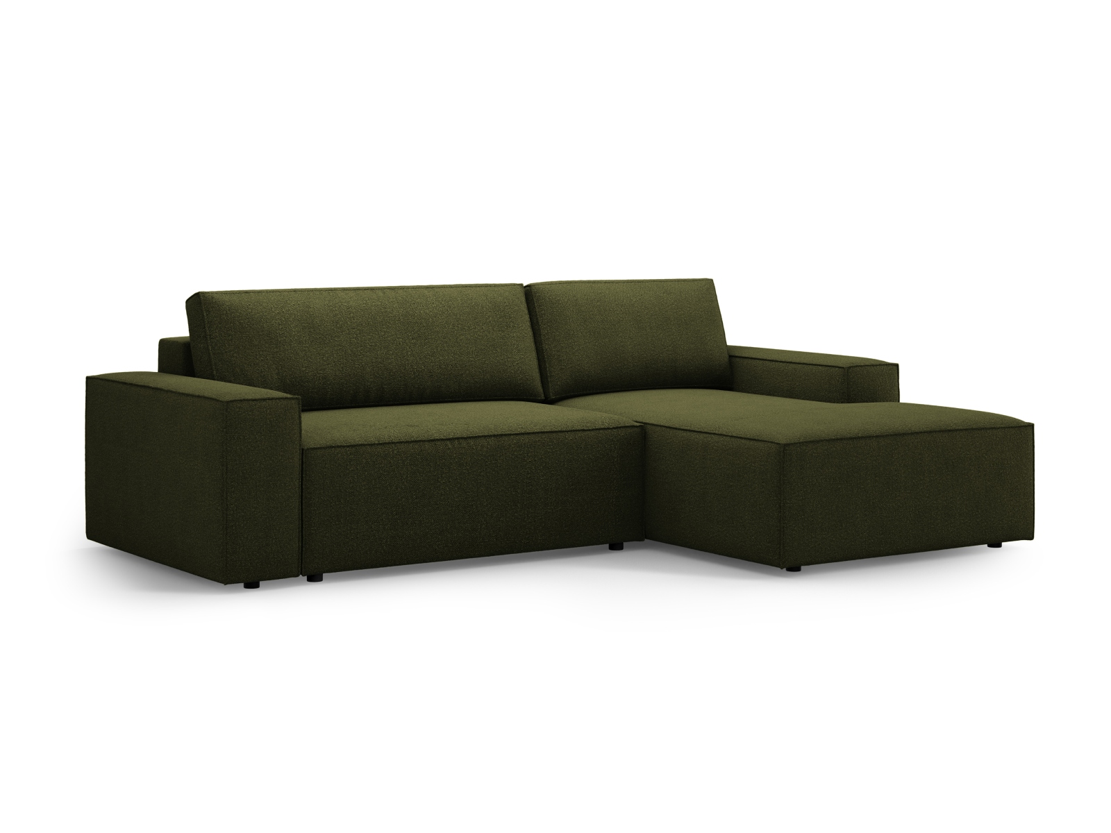 Boucle Right Corner Sofa With Bed Function And Box, "Jodie", 3 Seats, 246x151x86