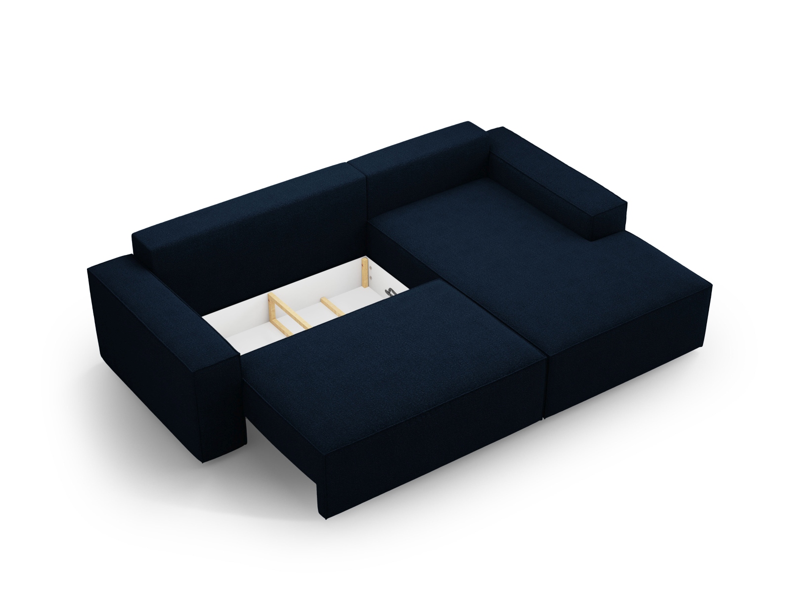 Boucle Right Corner Sofa With Bed Function And Box, "Jodie", 3 Seats, 246x151x86