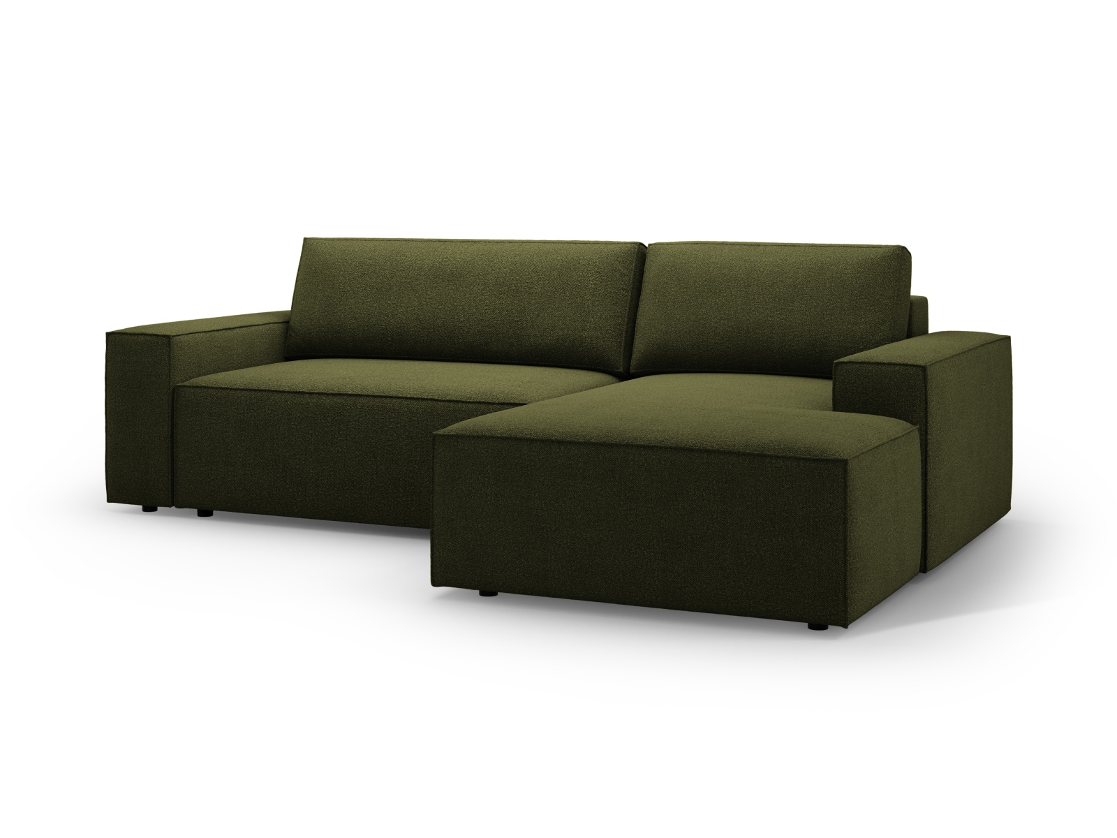 Boucle Right Corner Sofa With Bed Function And Box, "Jodie", 3 Seats, 246x151x86