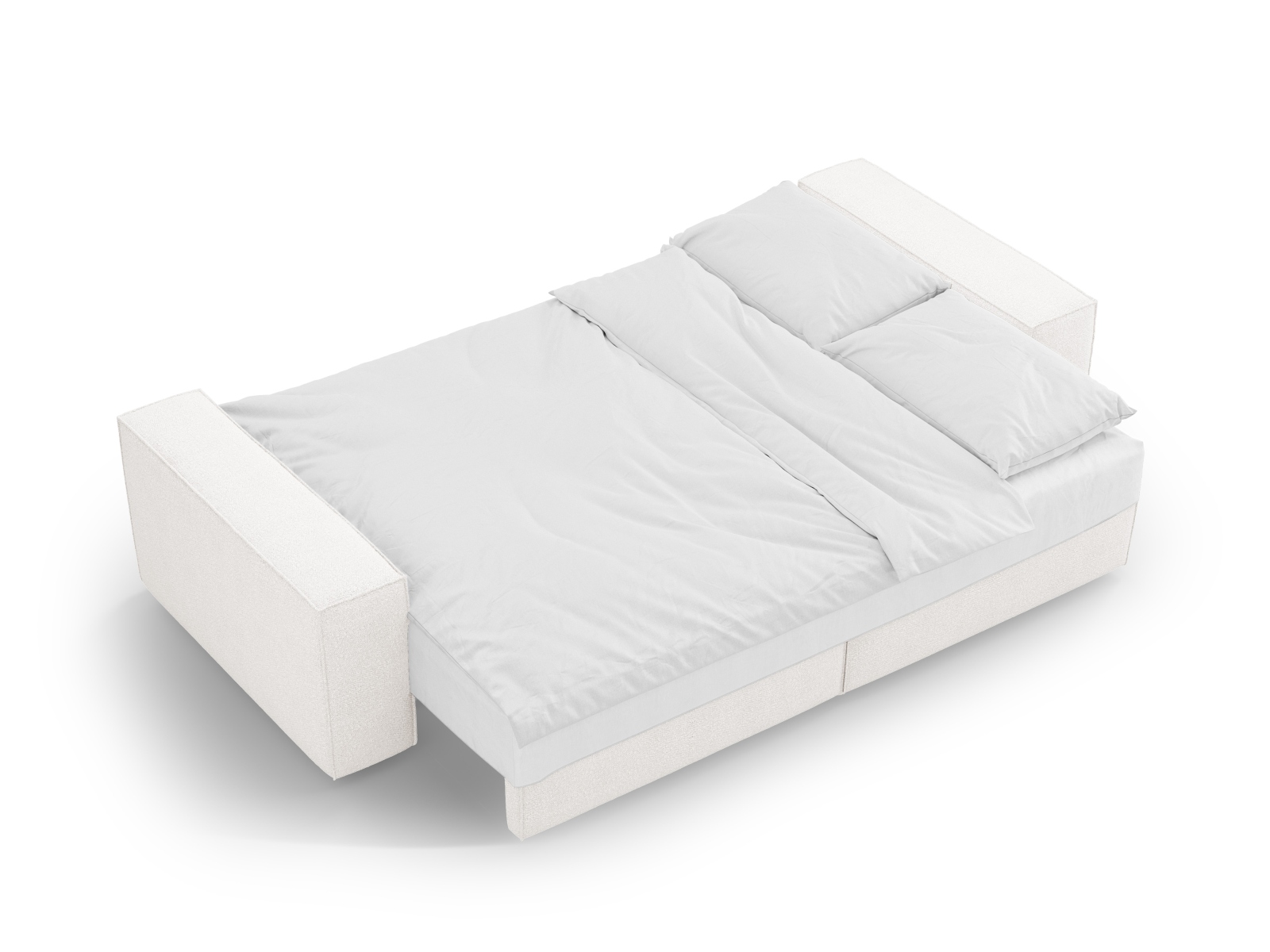 Boucle Sofa With Bed Function And Box, "Jodie", 3 Seats, 247x107x86