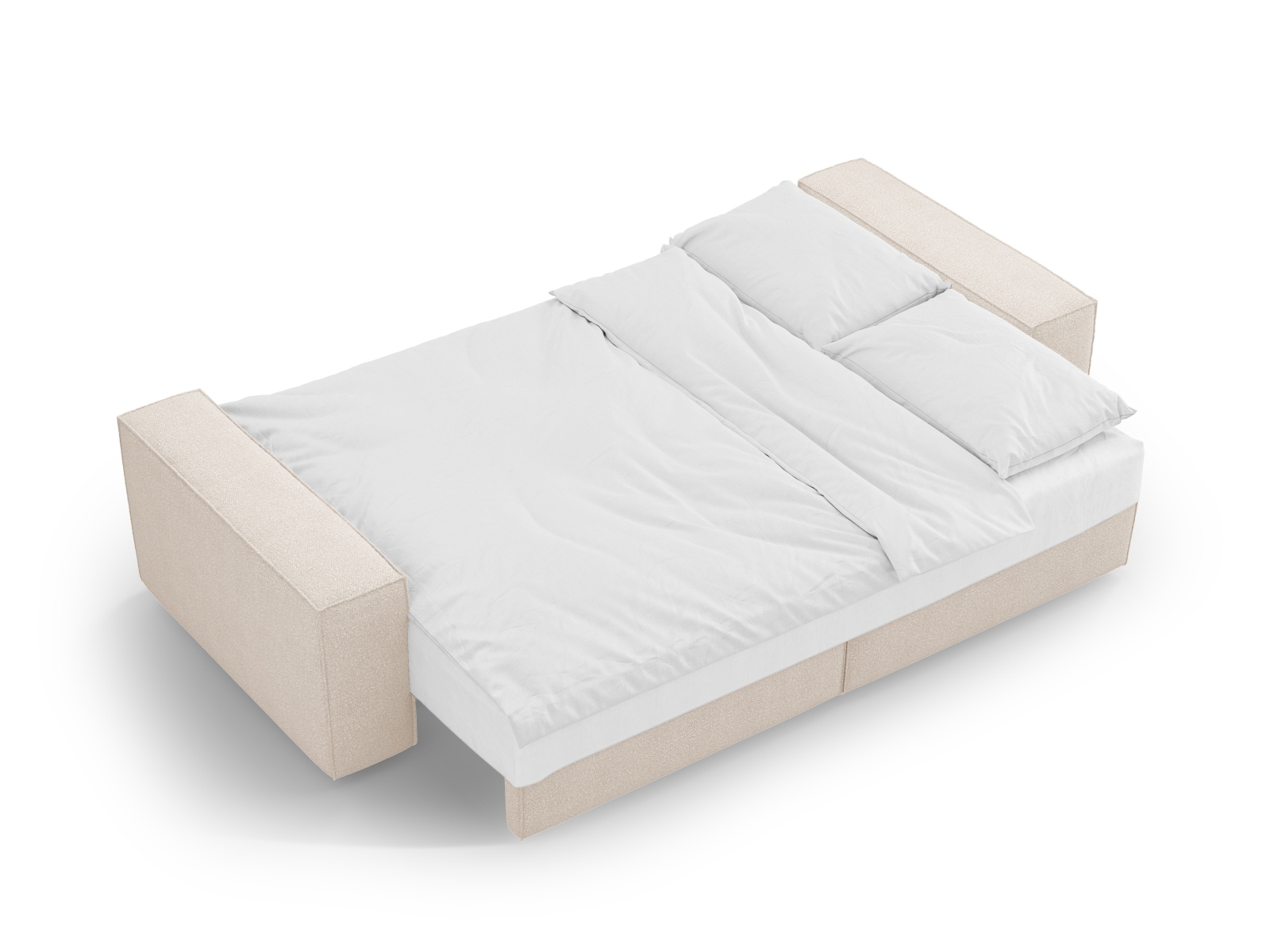 Boucle Sofa With Bed Function And Box, "Jodie", 3 Seats, 247x107x86