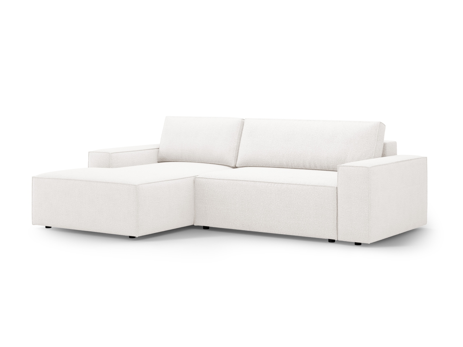 Boucle Left Corner Sofa With Bed Function And Box, "Jodie", 3 Seats, 246x151x86