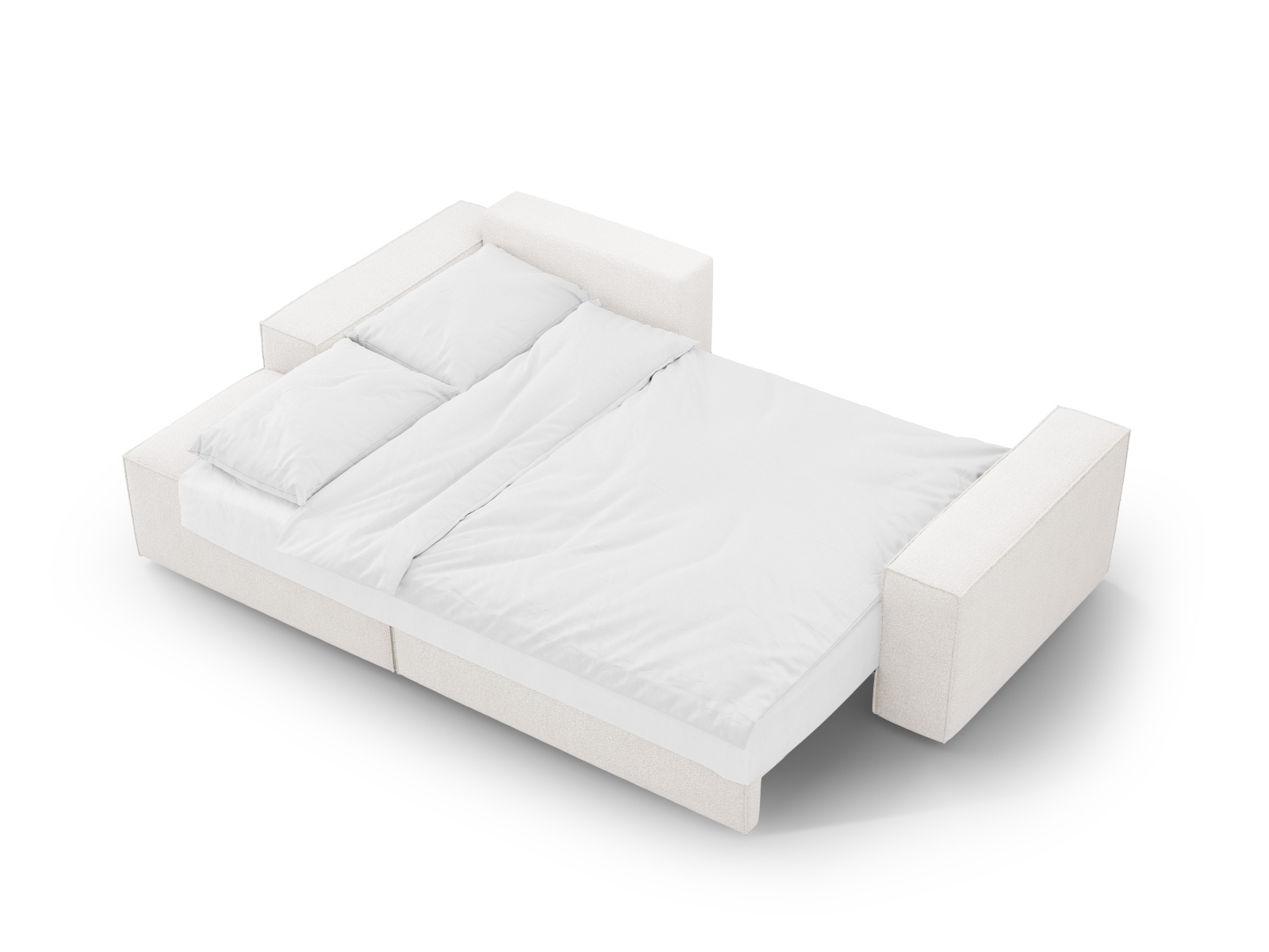 Boucle Left Corner Sofa With Bed Function And Box, "Jodie", 3 Seats, 246x151x86