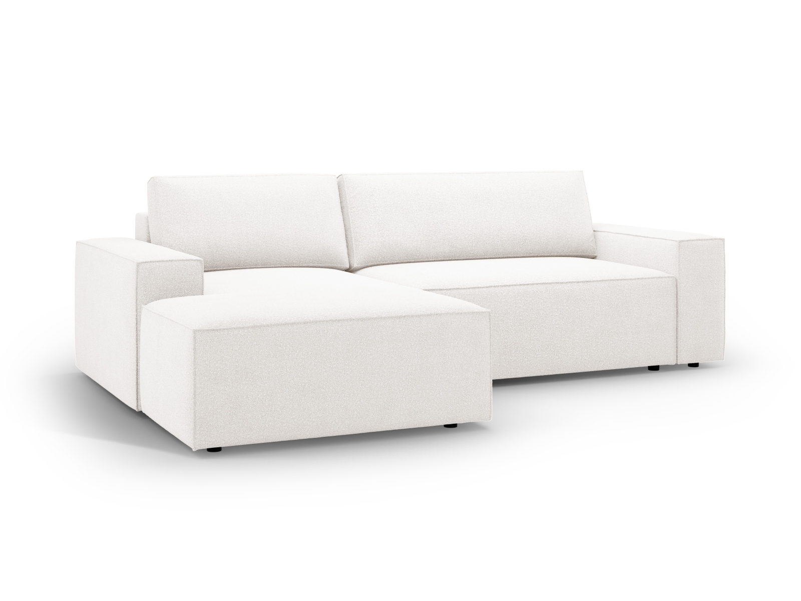 Boucle Left Corner Sofa With Bed Function And Box, "Jodie", 3 Seats, 246x151x86