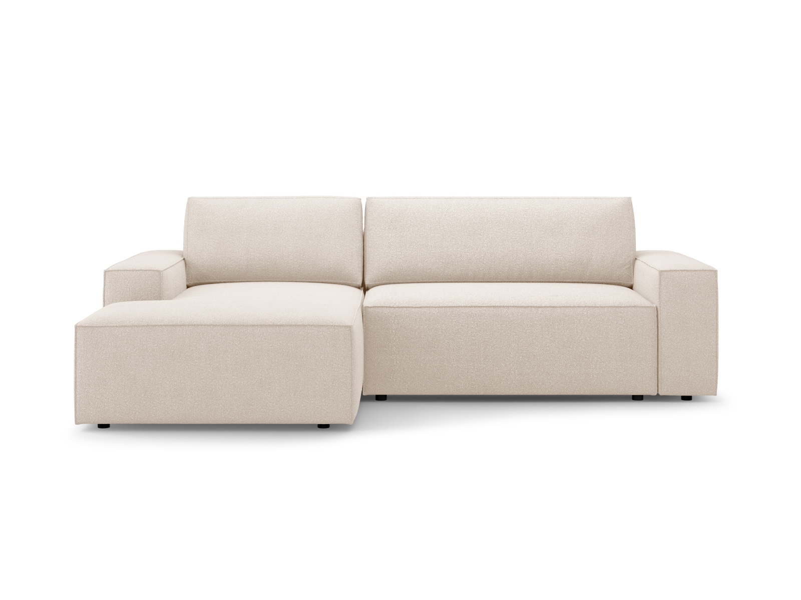 Boucle Left Corner Sofa With Bed Function And Box, "Jodie", 3 Seats, 246x151x86