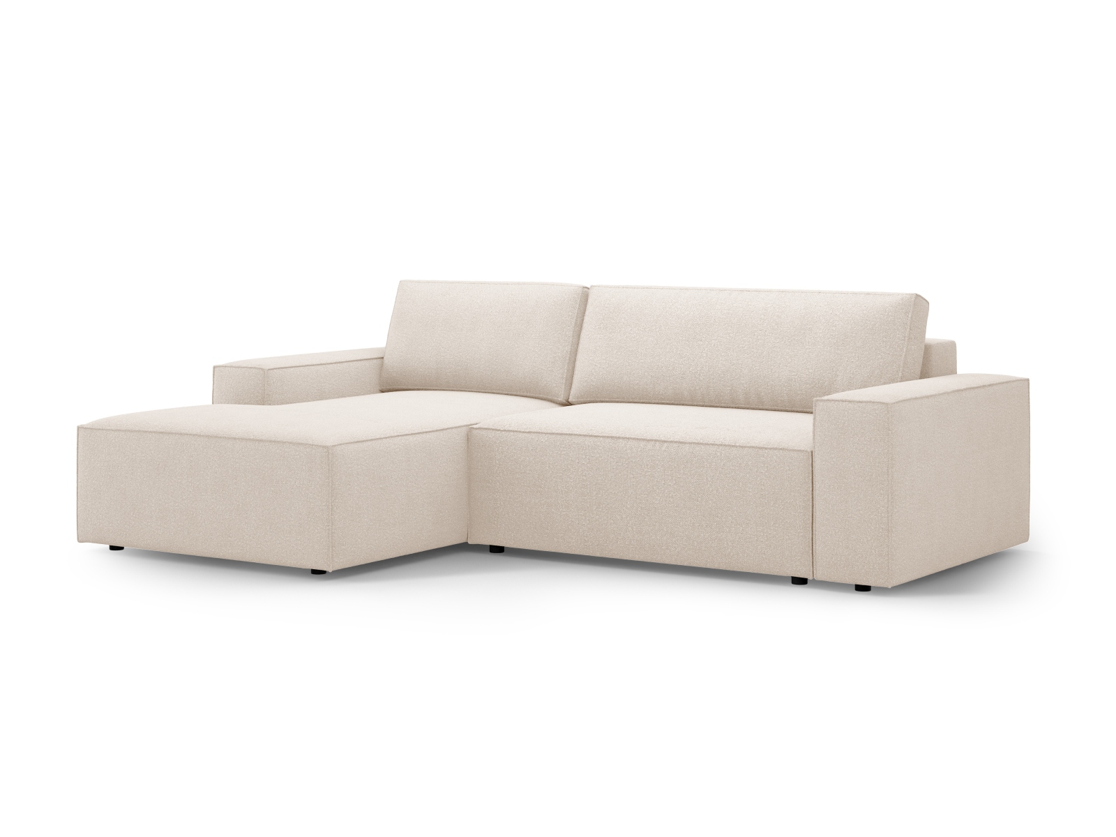 Boucle Left Corner Sofa With Bed Function And Box, "Jodie", 3 Seats, 246x151x86