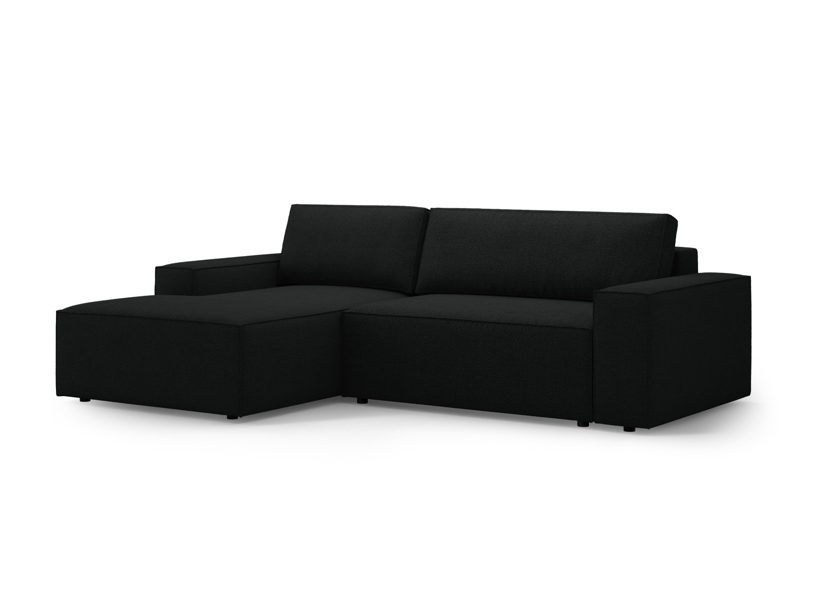 Boucle Left Corner Sofa With Bed Function And Box, "Jodie", 3 Seats, 246x151x86