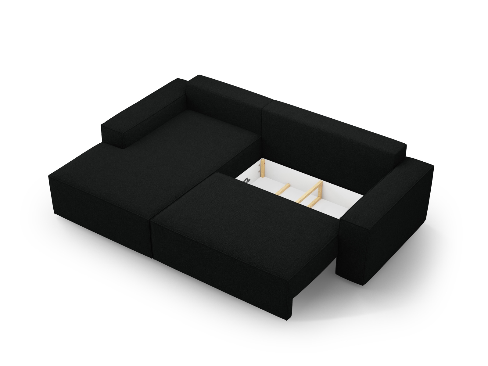 Boucle Left Corner Sofa With Bed Function And Box, "Jodie", 3 Seats, 246x151x86