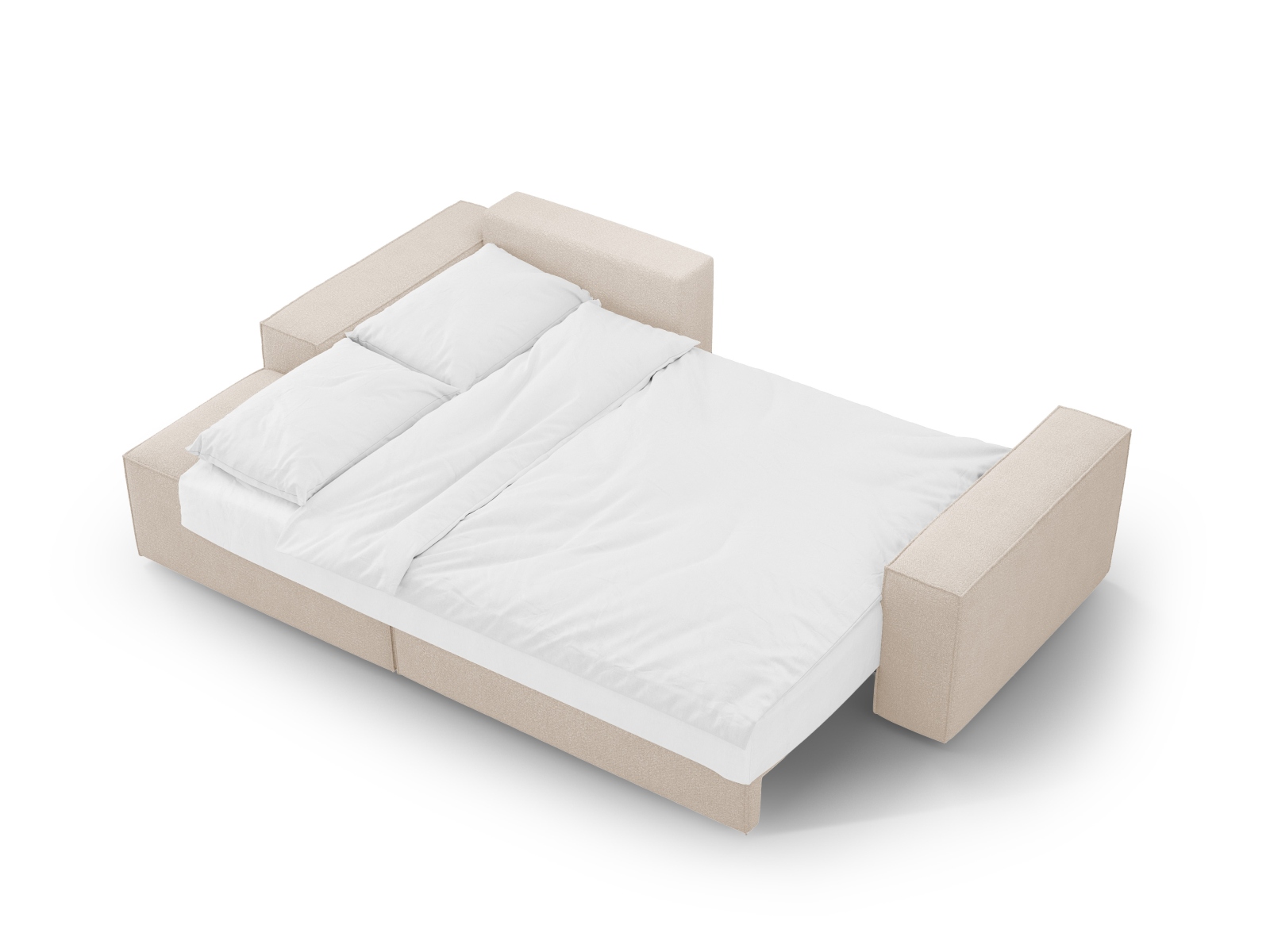 Boucle Left Corner Sofa With Bed Function And Box, "Jodie", 3 Seats, 246x151x86