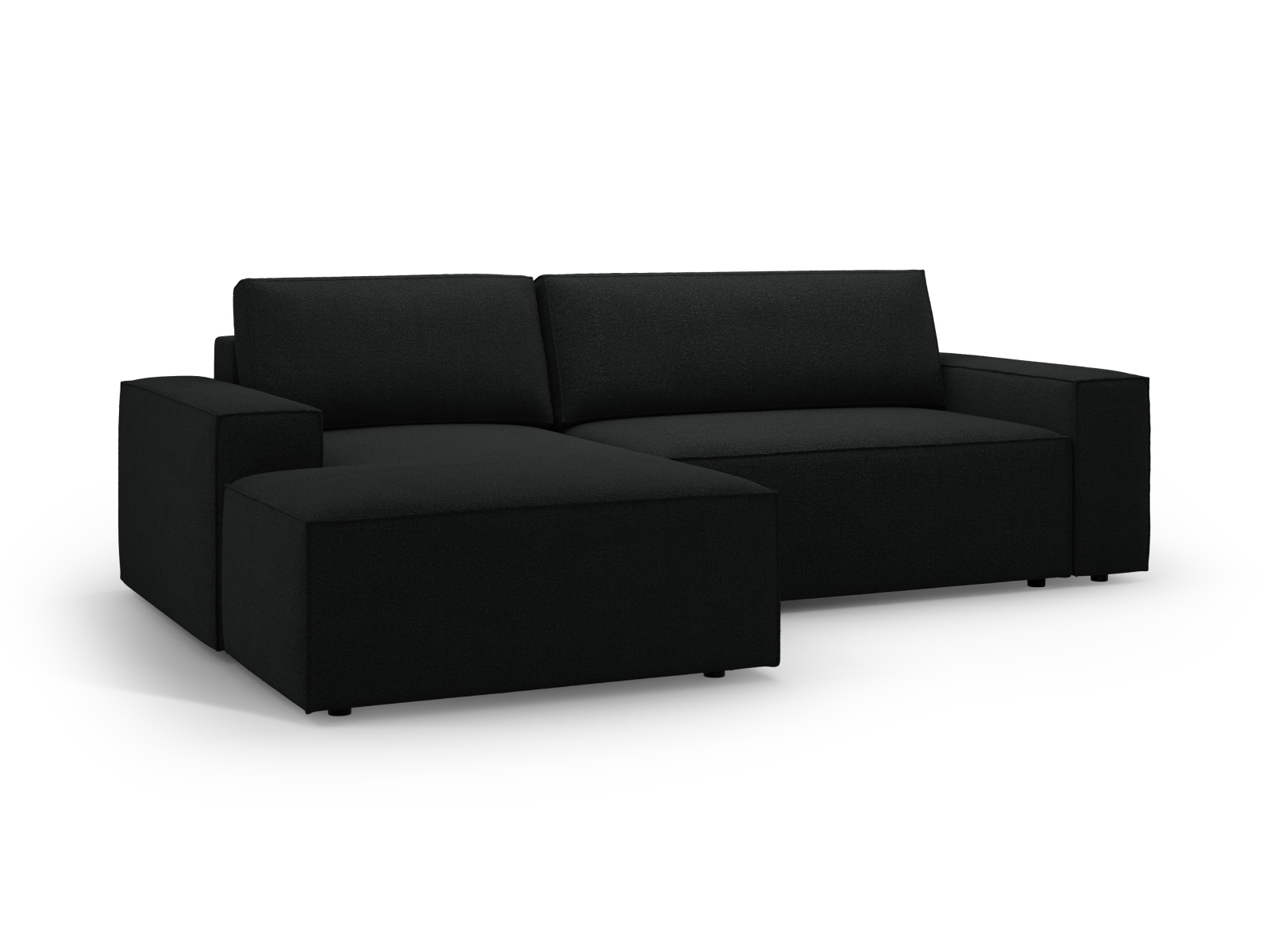 Boucle Left Corner Sofa With Bed Function And Box, "Jodie", 3 Seats, 246x151x86