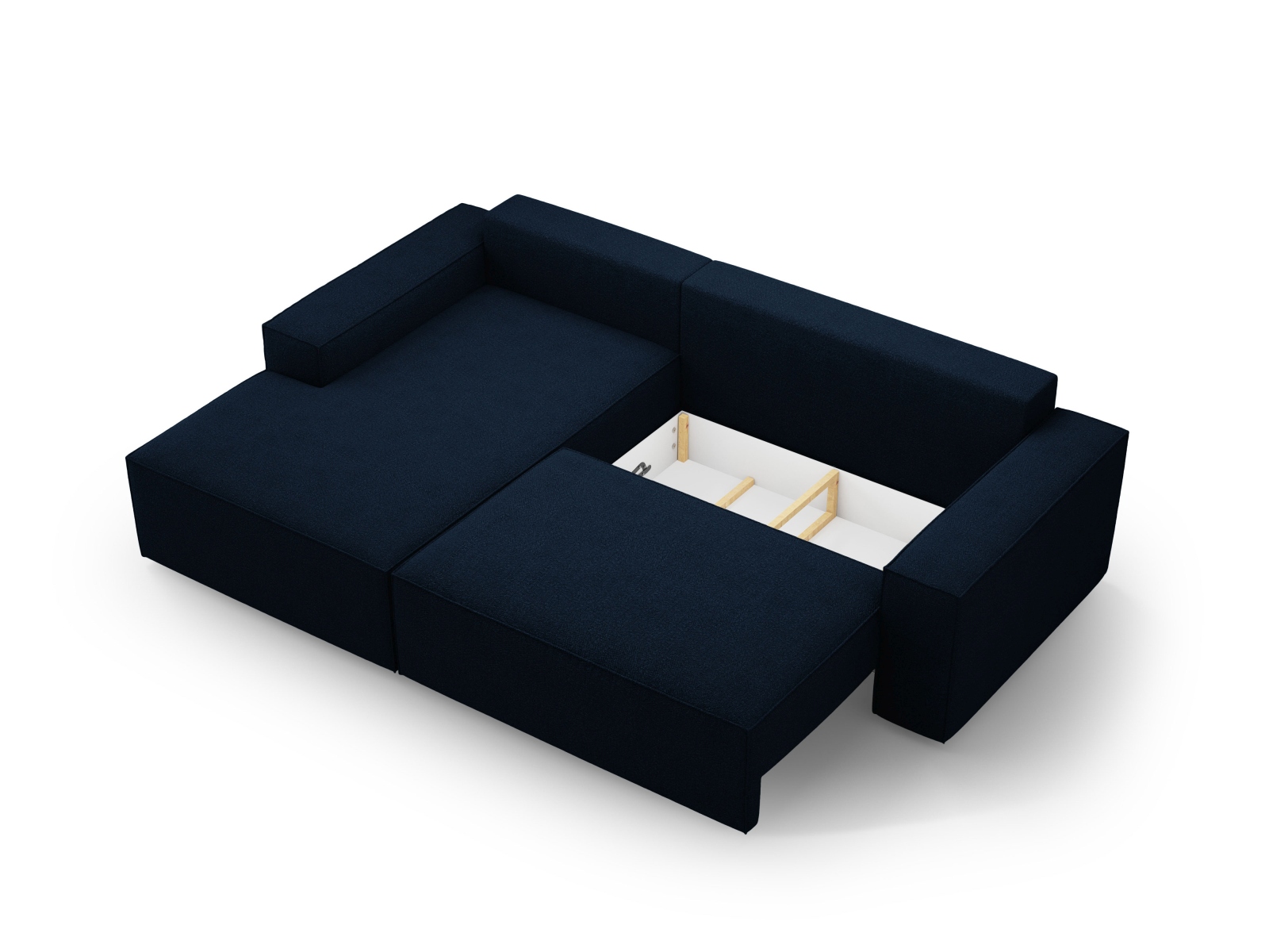 Boucle Left Corner Sofa With Bed Function And Box, "Jodie", 3 Seats, 246x151x86