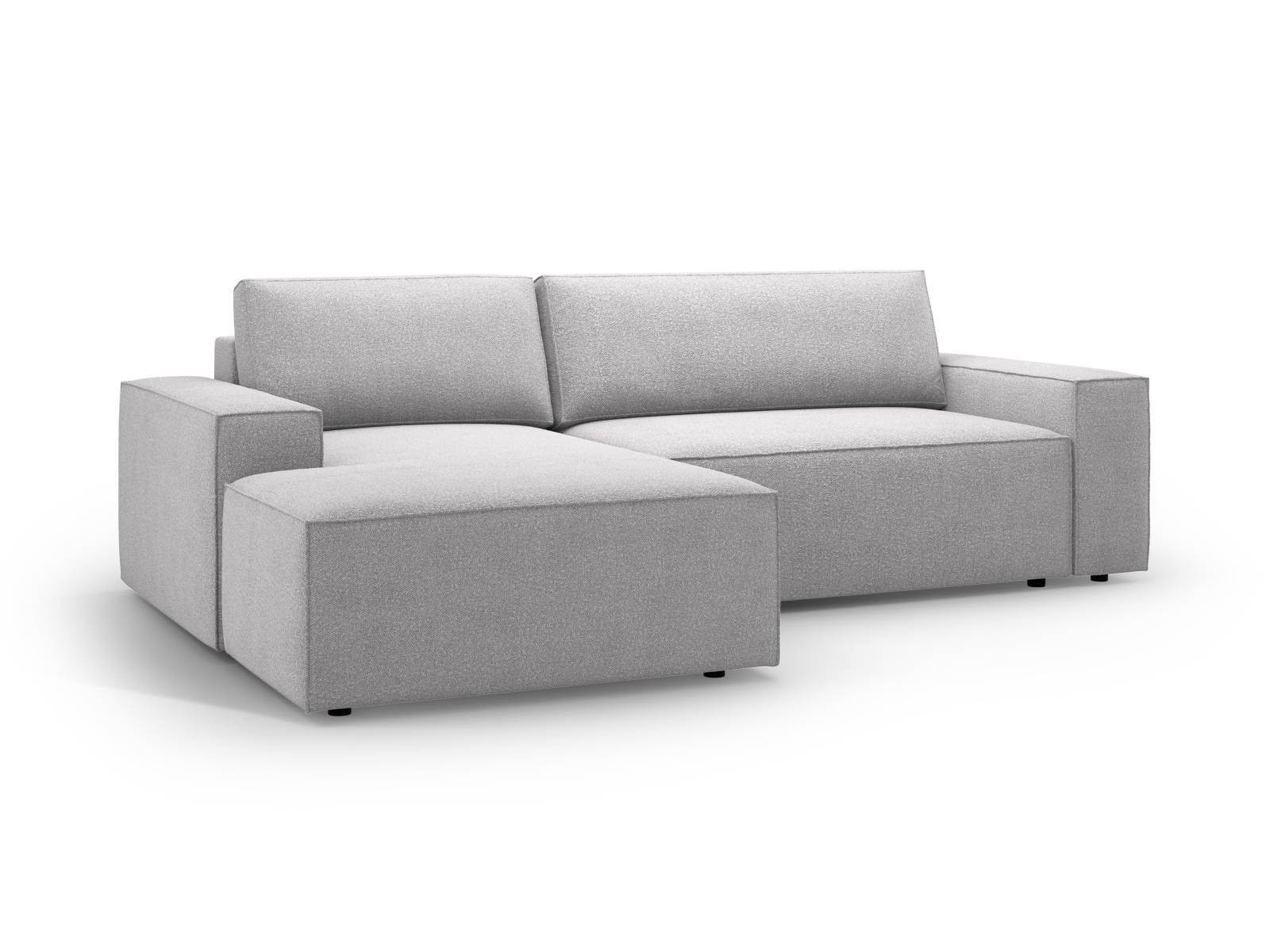 Boucle Left Corner Sofa With Bed Function And Box, "Jodie", 3 Seats, 246x151x86