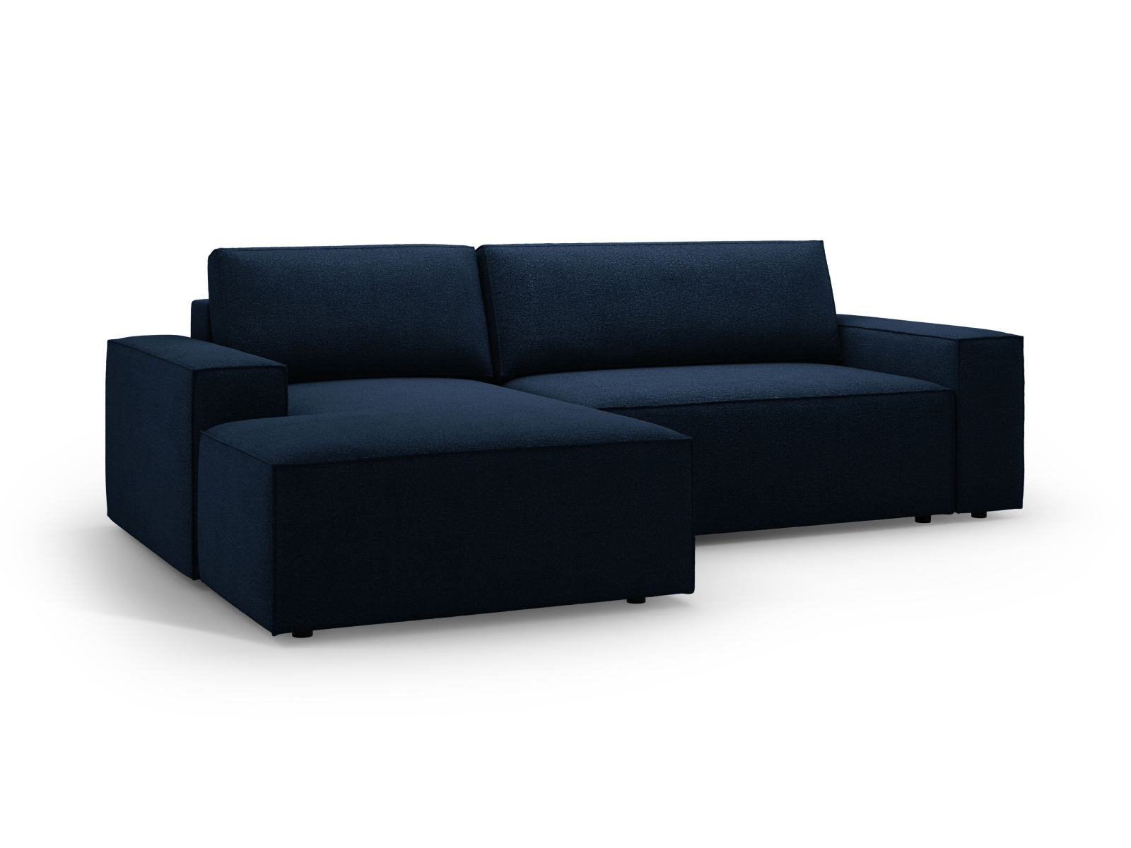 Boucle Left Corner Sofa With Bed Function And Box, "Jodie", 3 Seats, 246x151x86