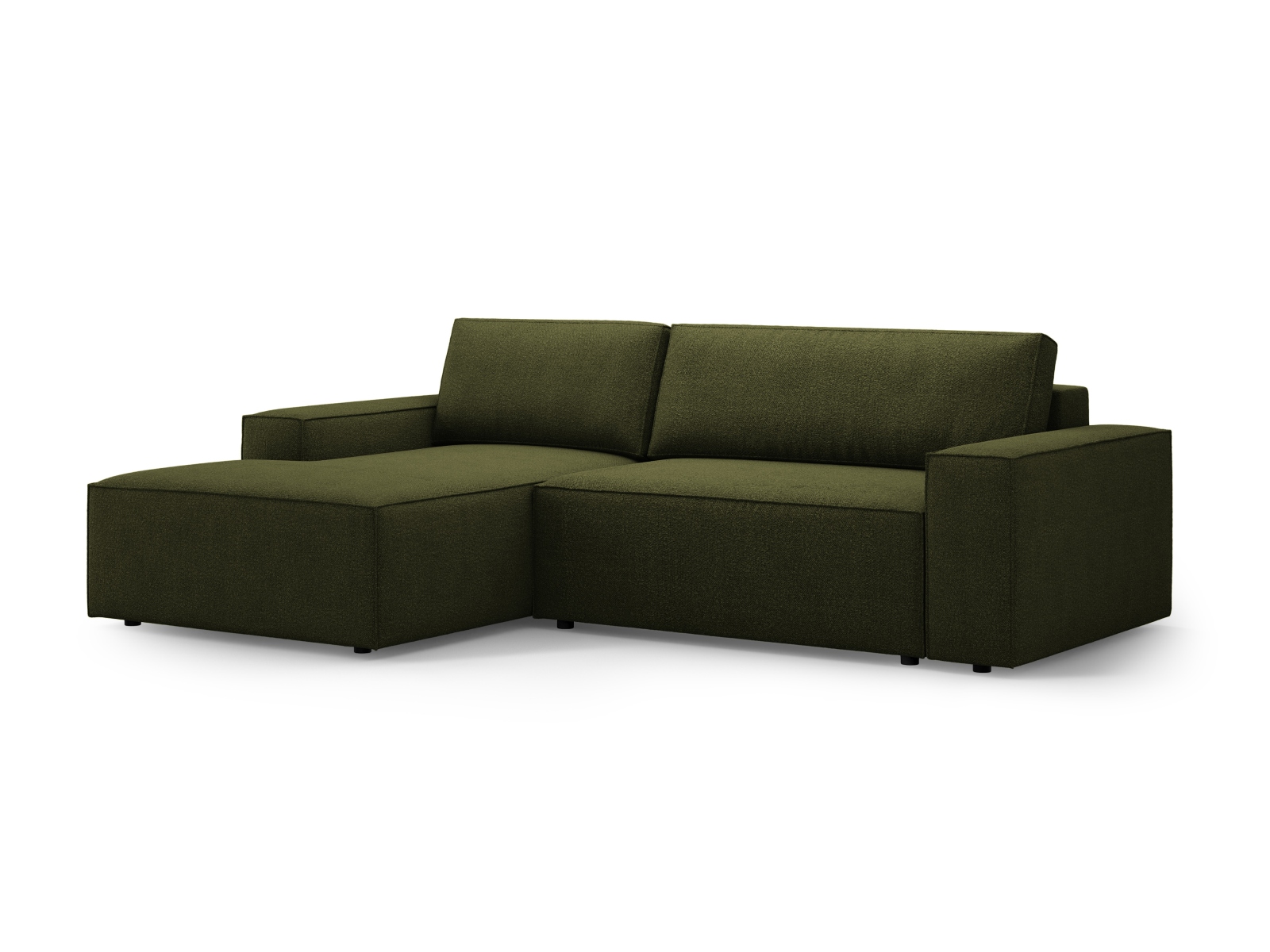 Boucle Left Corner Sofa With Bed Function And Box, "Jodie", 3 Seats, 246x151x86
