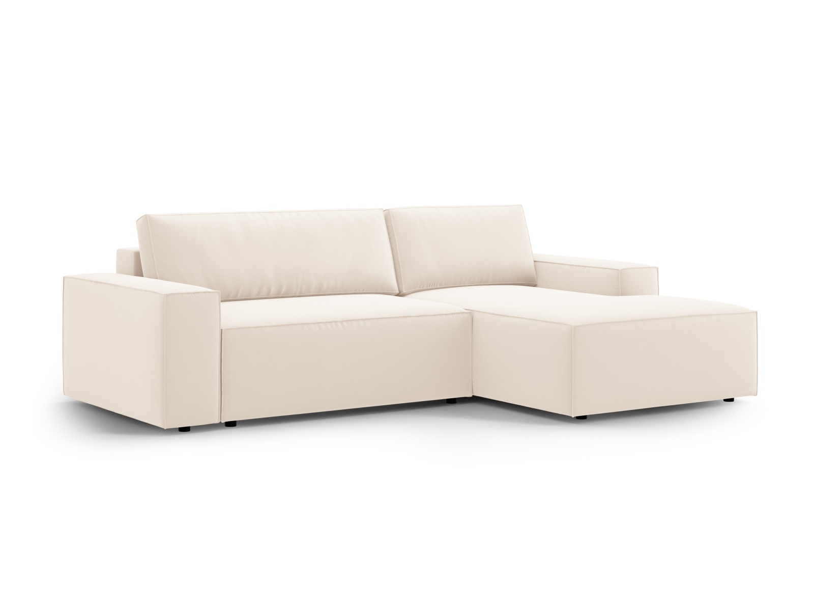 Velvet Right Corner Sofa With Bed Function And Box, "Jodie", 3 Seats, 246x151x86