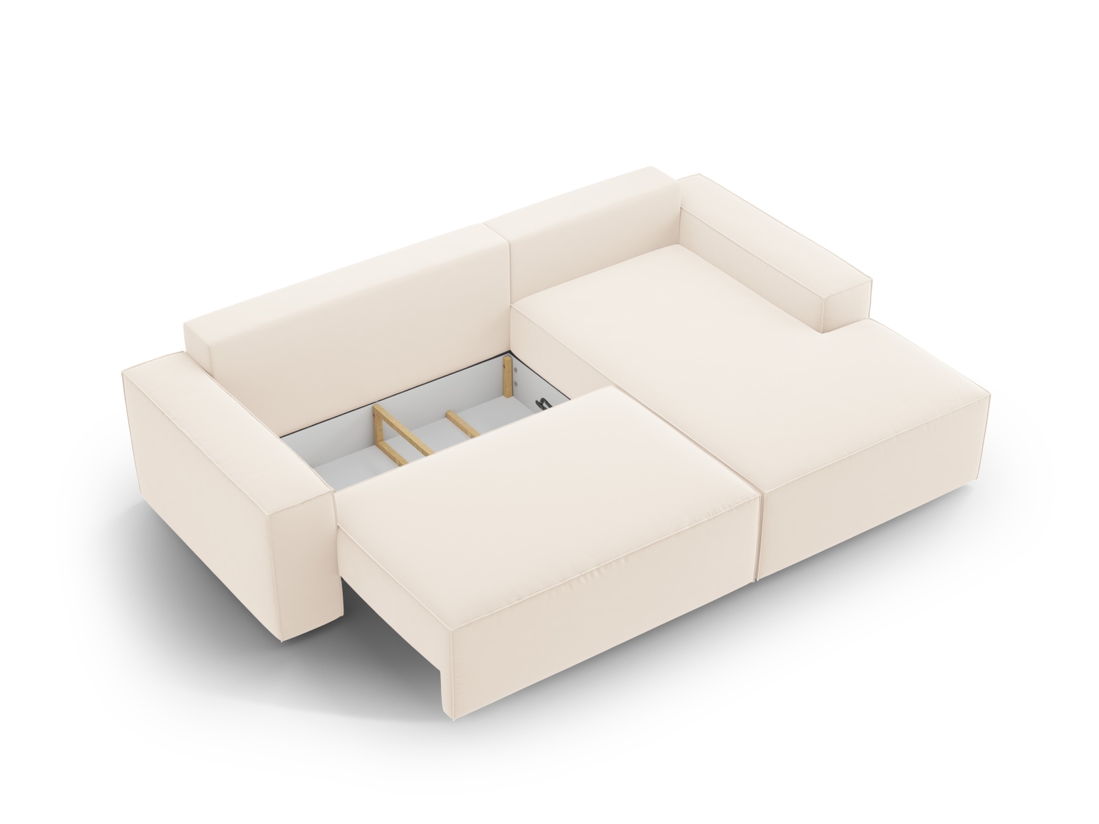 Velvet Right Corner Sofa With Bed Function And Box, "Jodie", 3 Seats, 246x151x86