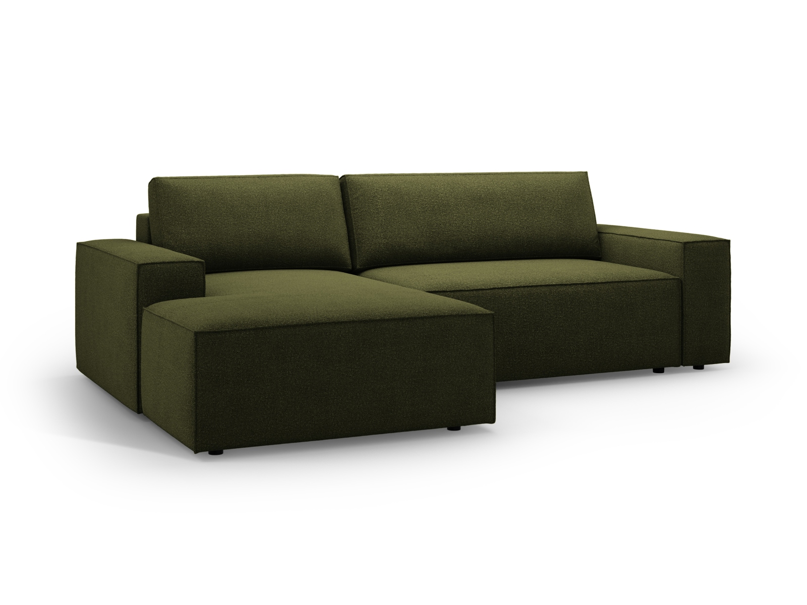 Boucle Left Corner Sofa With Bed Function And Box, "Jodie", 3 Seats, 246x151x86