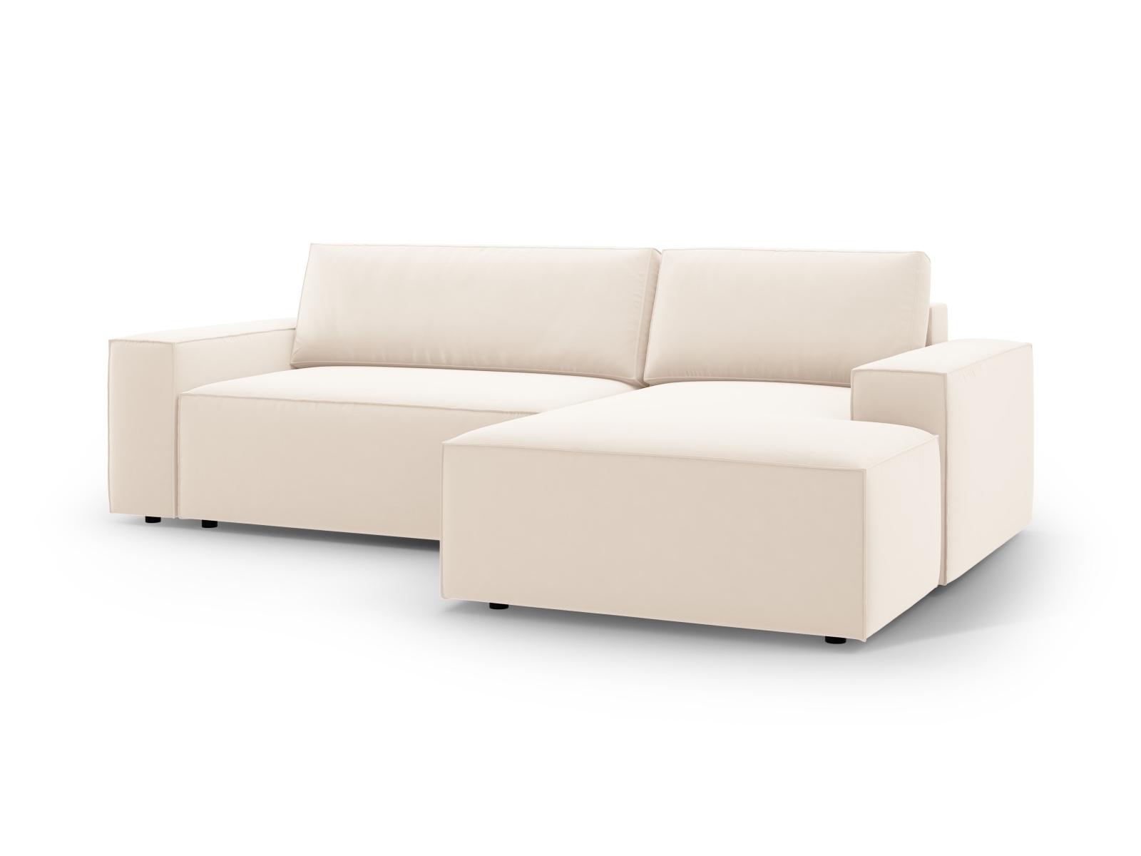 Velvet Right Corner Sofa With Bed Function And Box, "Jodie", 3 Seats, 246x151x86